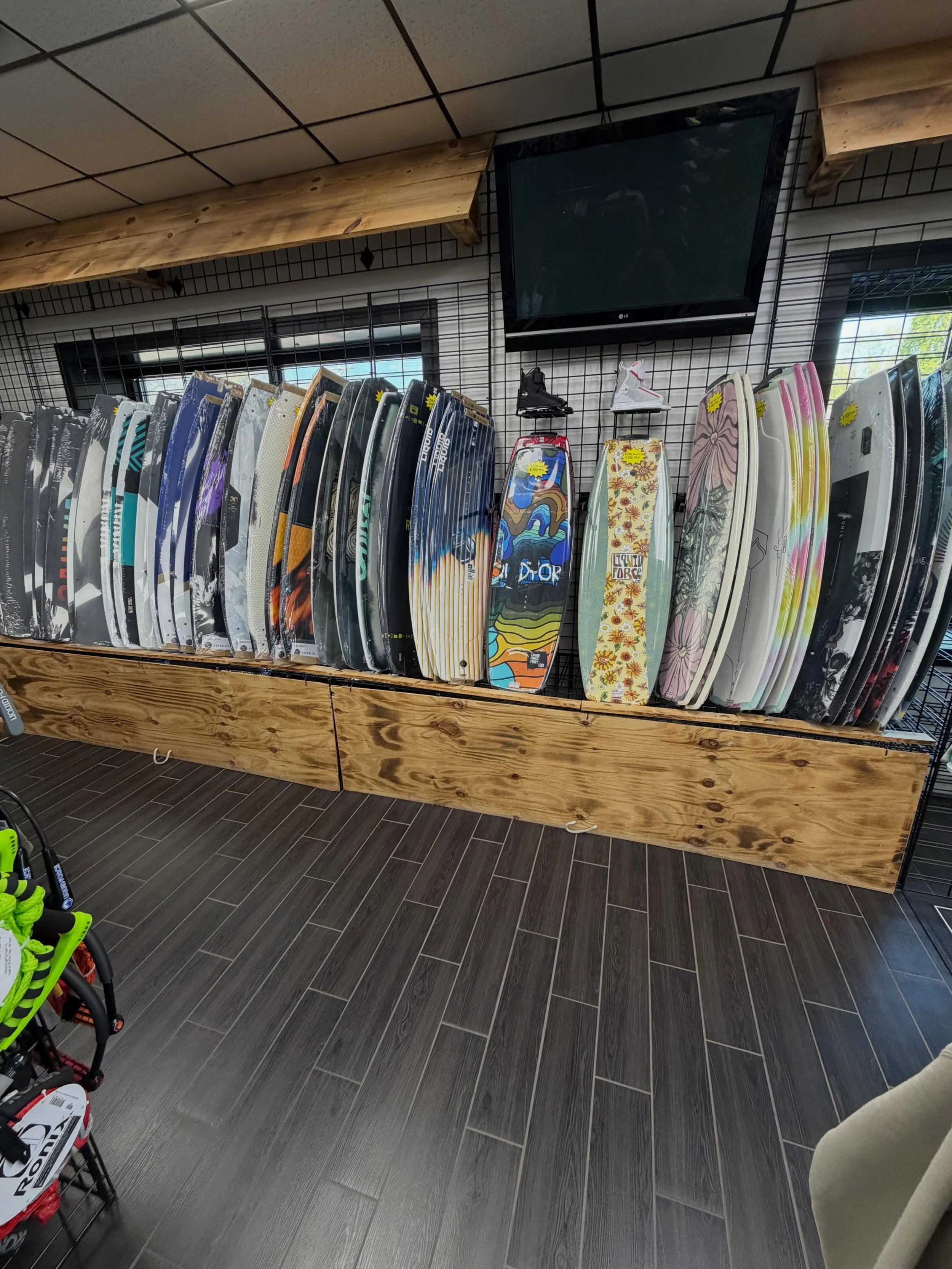 We&rsquo;re fully stocked with the latest wakeboards, bindings, and ropes from top brands like Liquid Force, Hyperlite, and Ronix. Whether you&rsquo;re chasing your first ride or dialing in new tricks, we&rsquo;ve got the gear to get you on the water