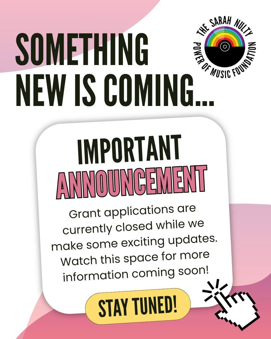 📢 Exciting changes are on the way! 🎶✨ To help us make some exciting updates to our grant programme, grant applications are temporarily closed. We're working behind the scenes to ensure we can continue supporting amazing music projects and maximise 