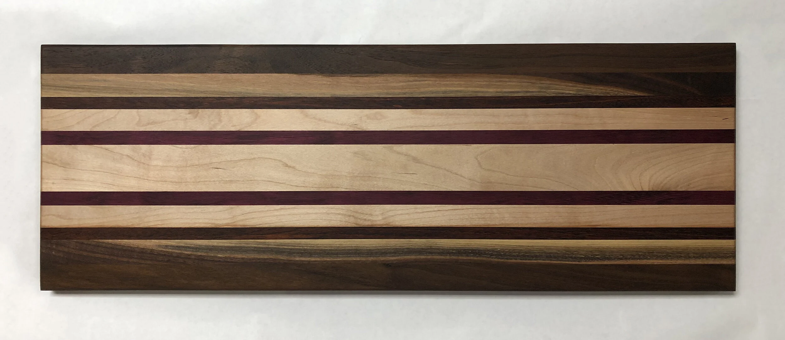 Sold ~ Charcuterie, black walnut, purple heart, maple
