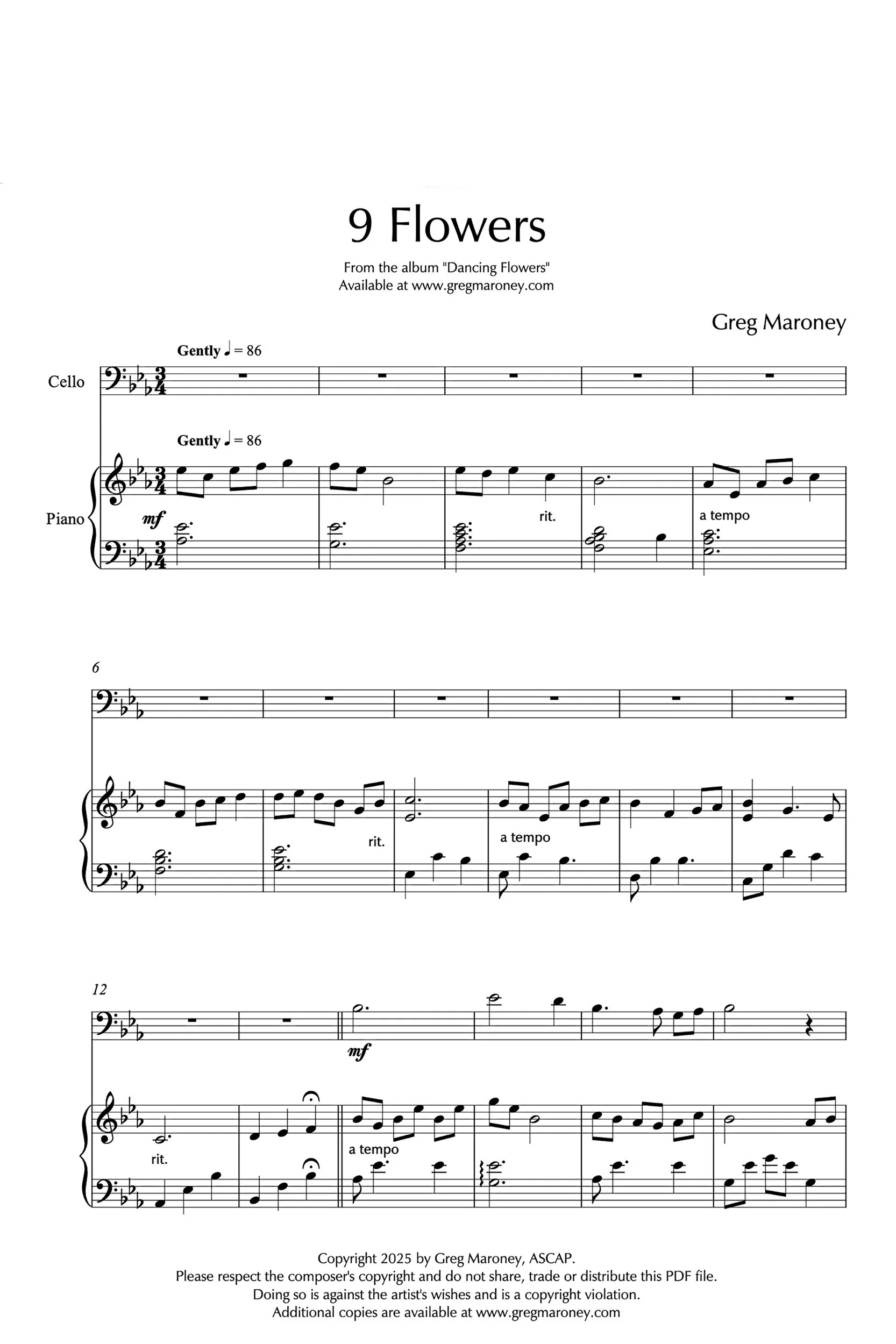 9 Flowers ~ piano & cello