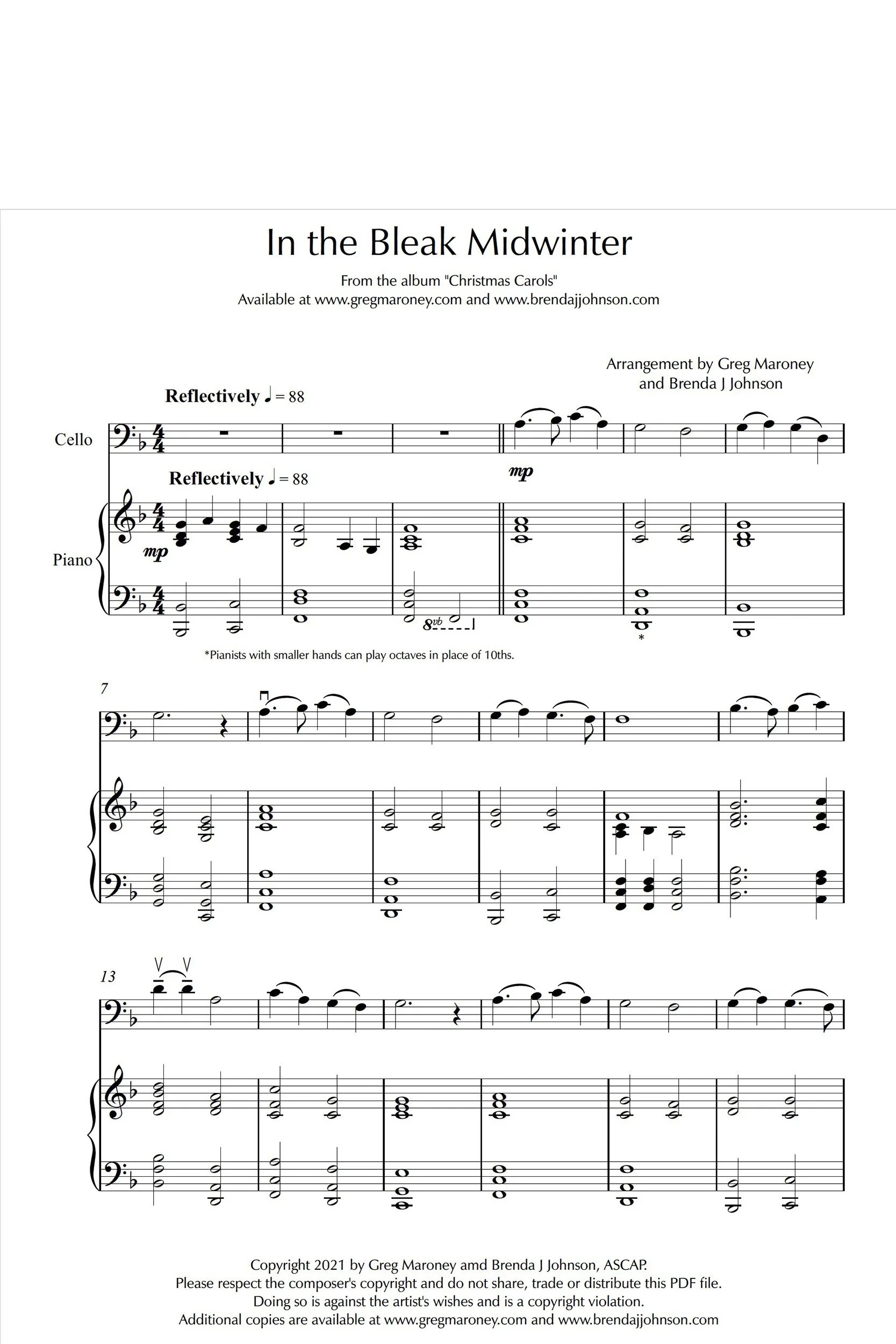 In the Bleak Midwinter - piano & cello
