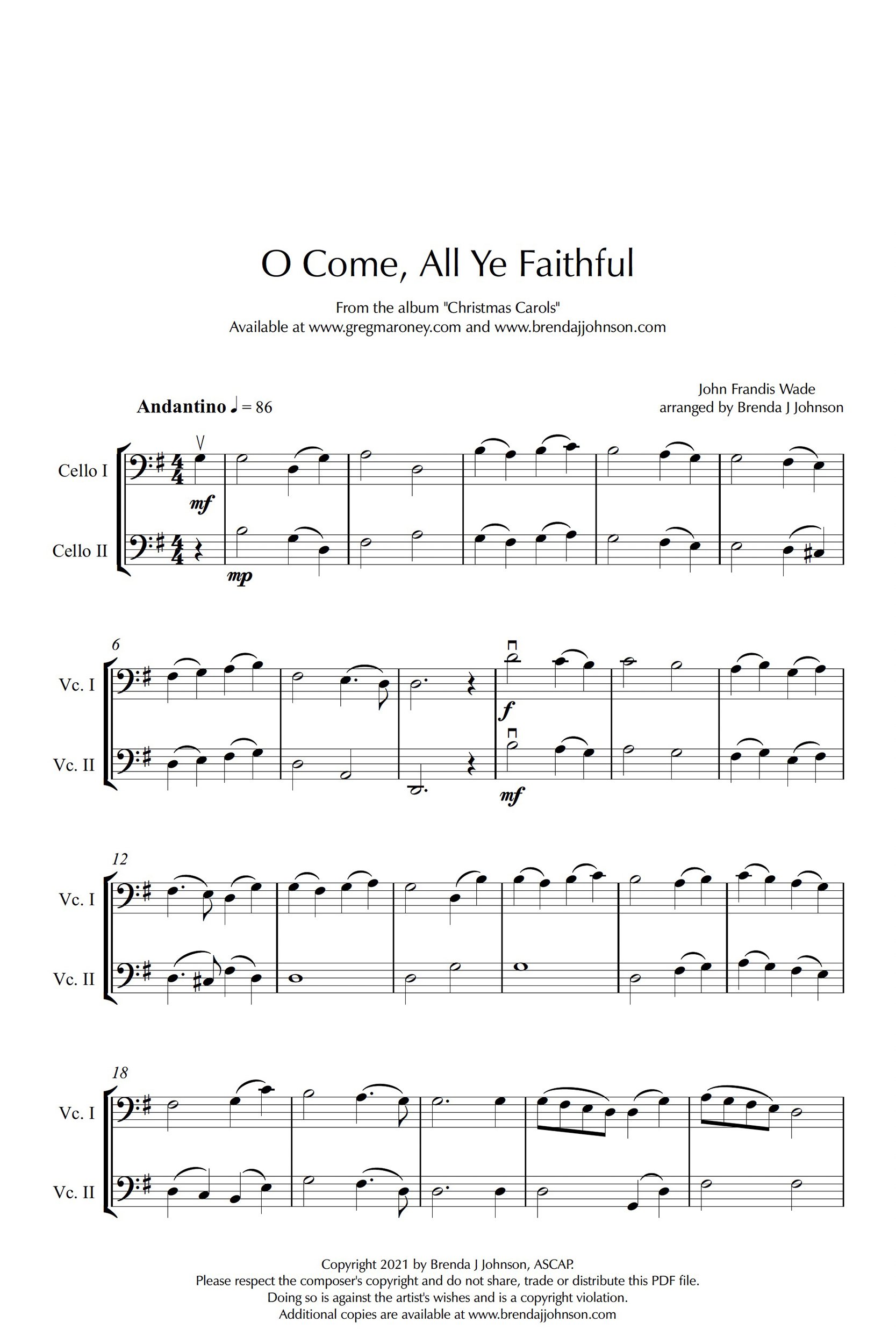 O Come All Ye Faithful - piano & cello