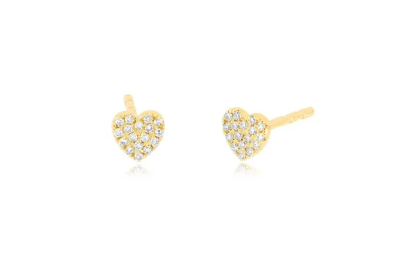 Baby Diamond Heart Stud Earrings 