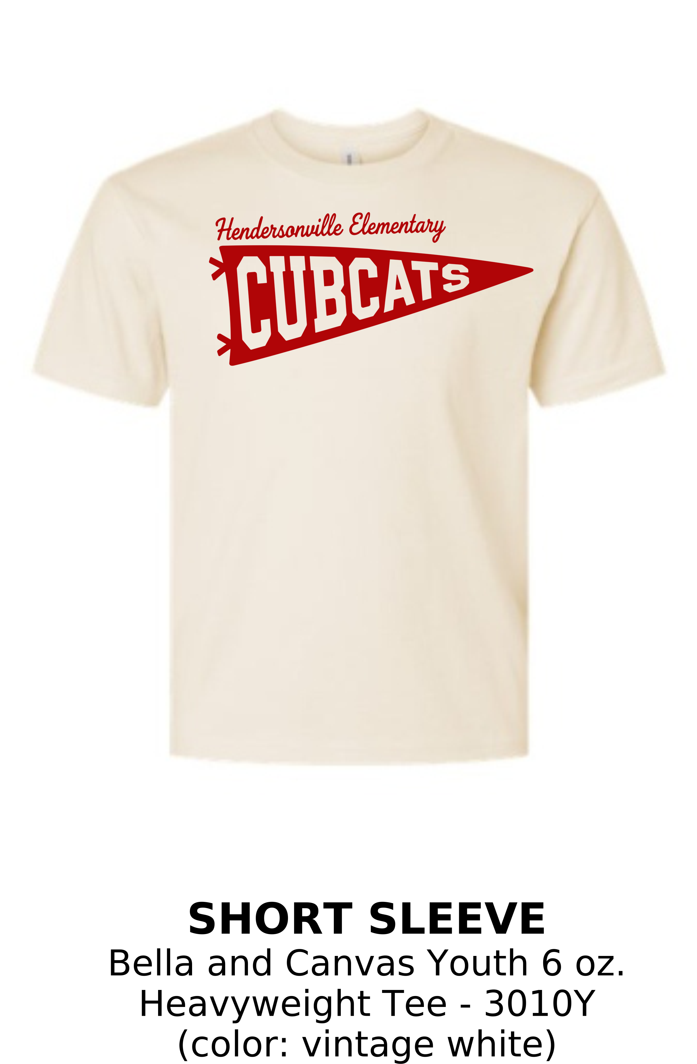 Hendersonville Elementary - Cubcats Pennant - Youth Short Sleeve Tee - Vintage White