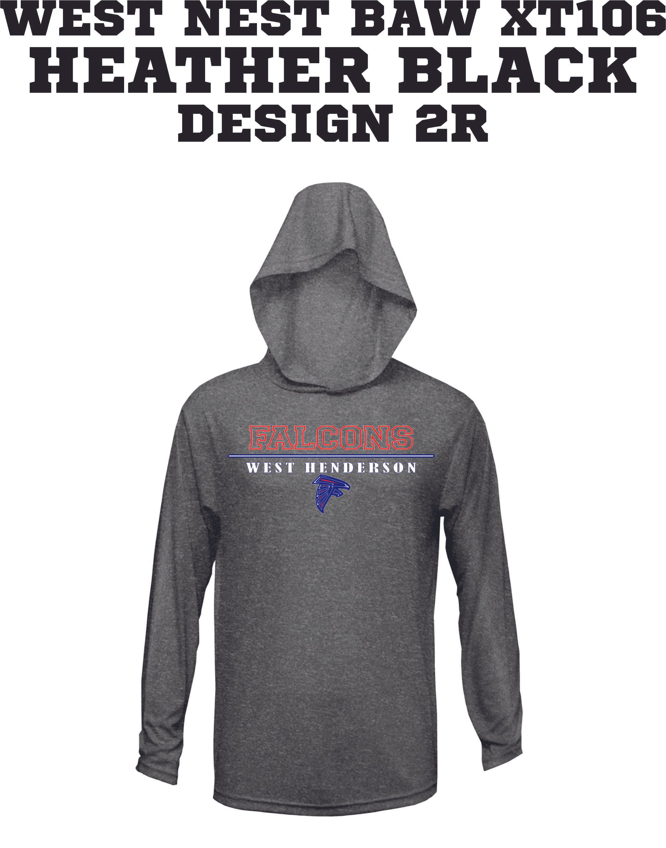 WEST NEST 2025 - BAW XT106 LS HOODED FISHING SHIRTS -  HEATHER BLACK DESIGN 2R