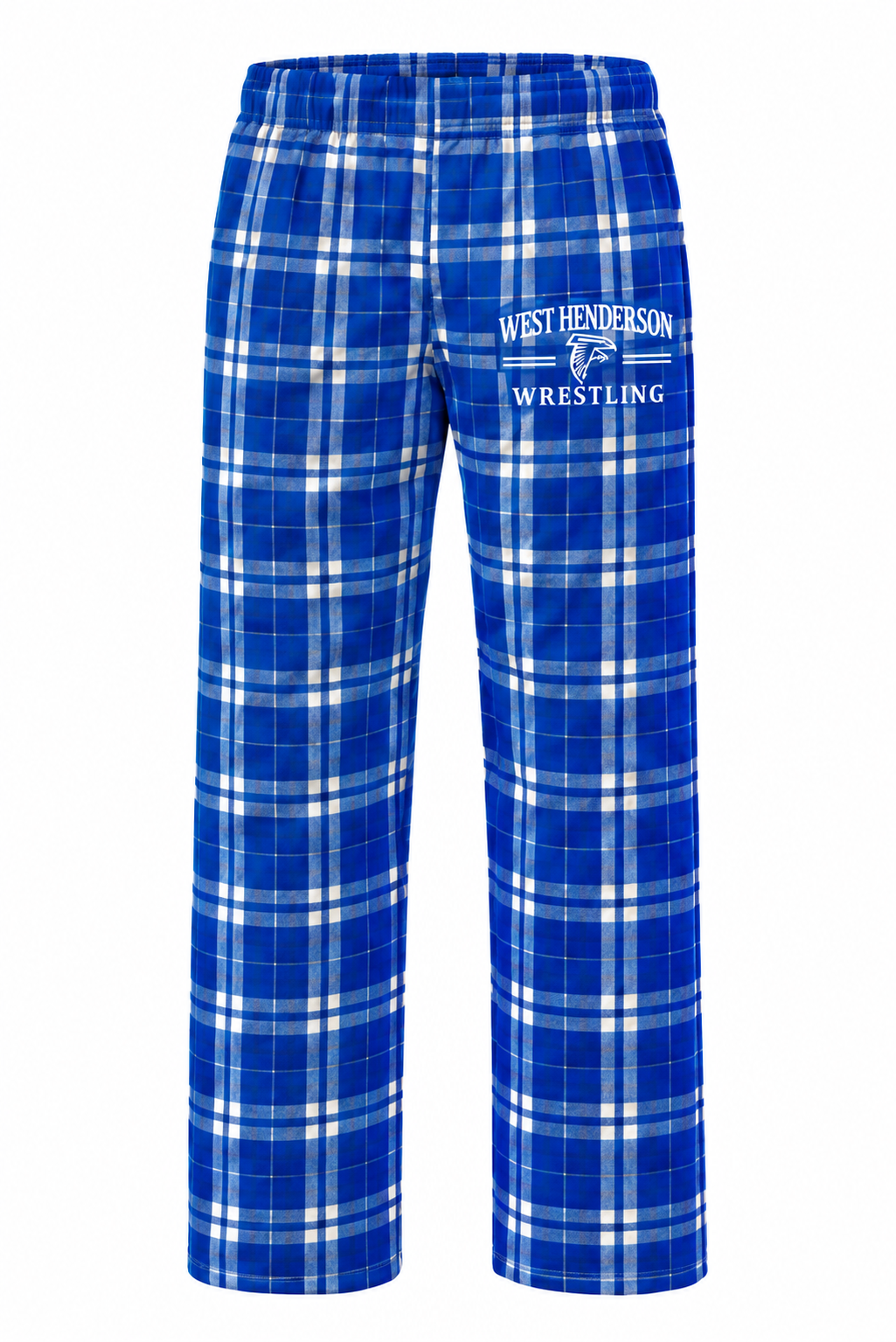 Blue plaid pajama pants with falcon logo-6.png