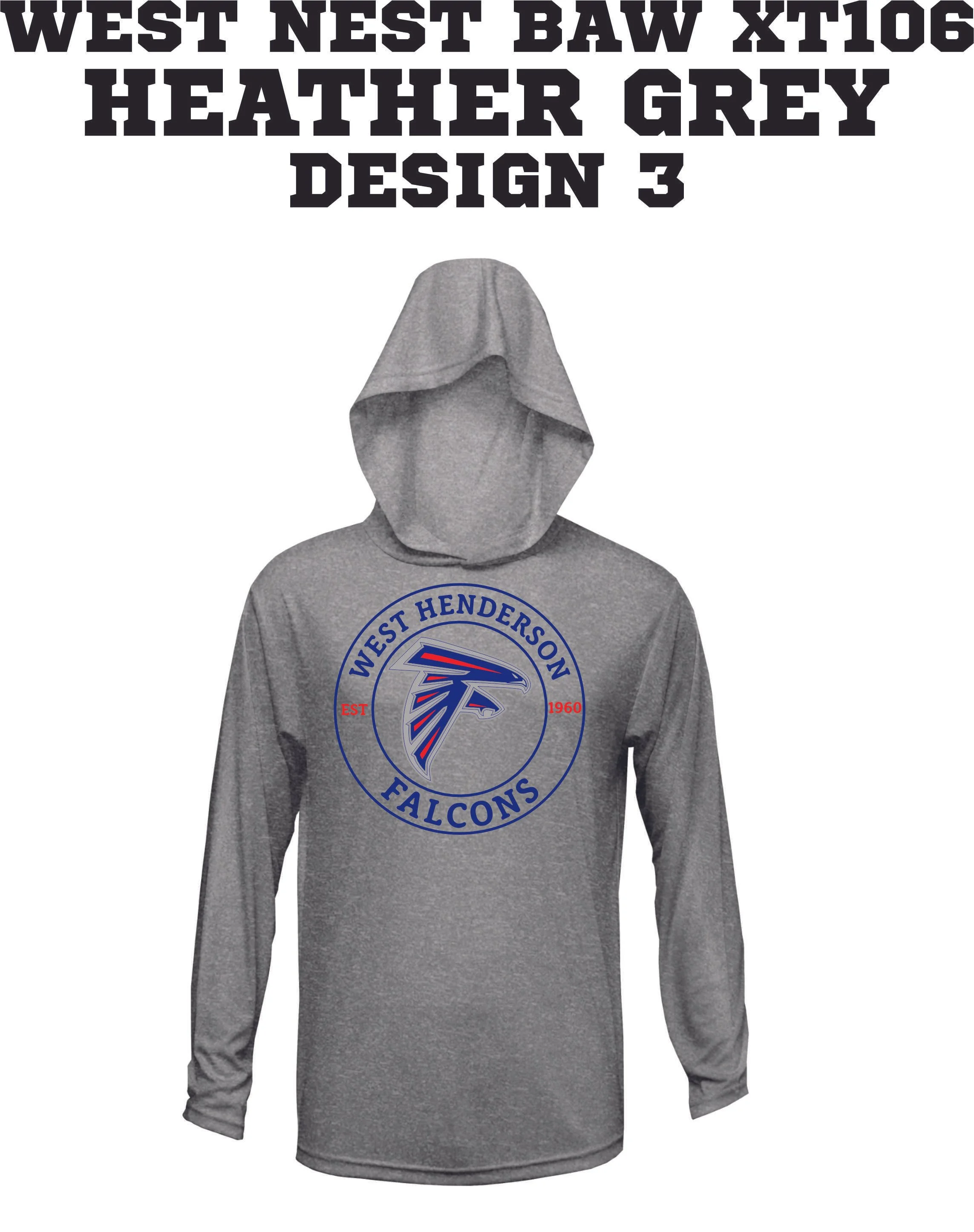 WEST NEST 2025 - BAW XT106 LS HOODED FISHING SHIRTS -  HEATHER GREY DESIGN 3