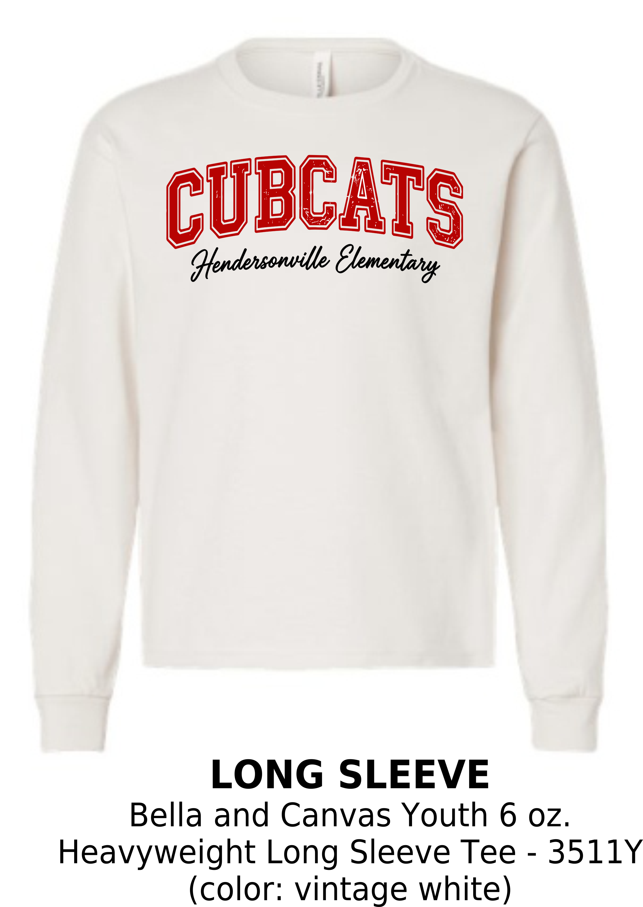 Hendersonville Elementary - Cubcats Collegiate - Youth Short Sleeve Tee - Vintage White