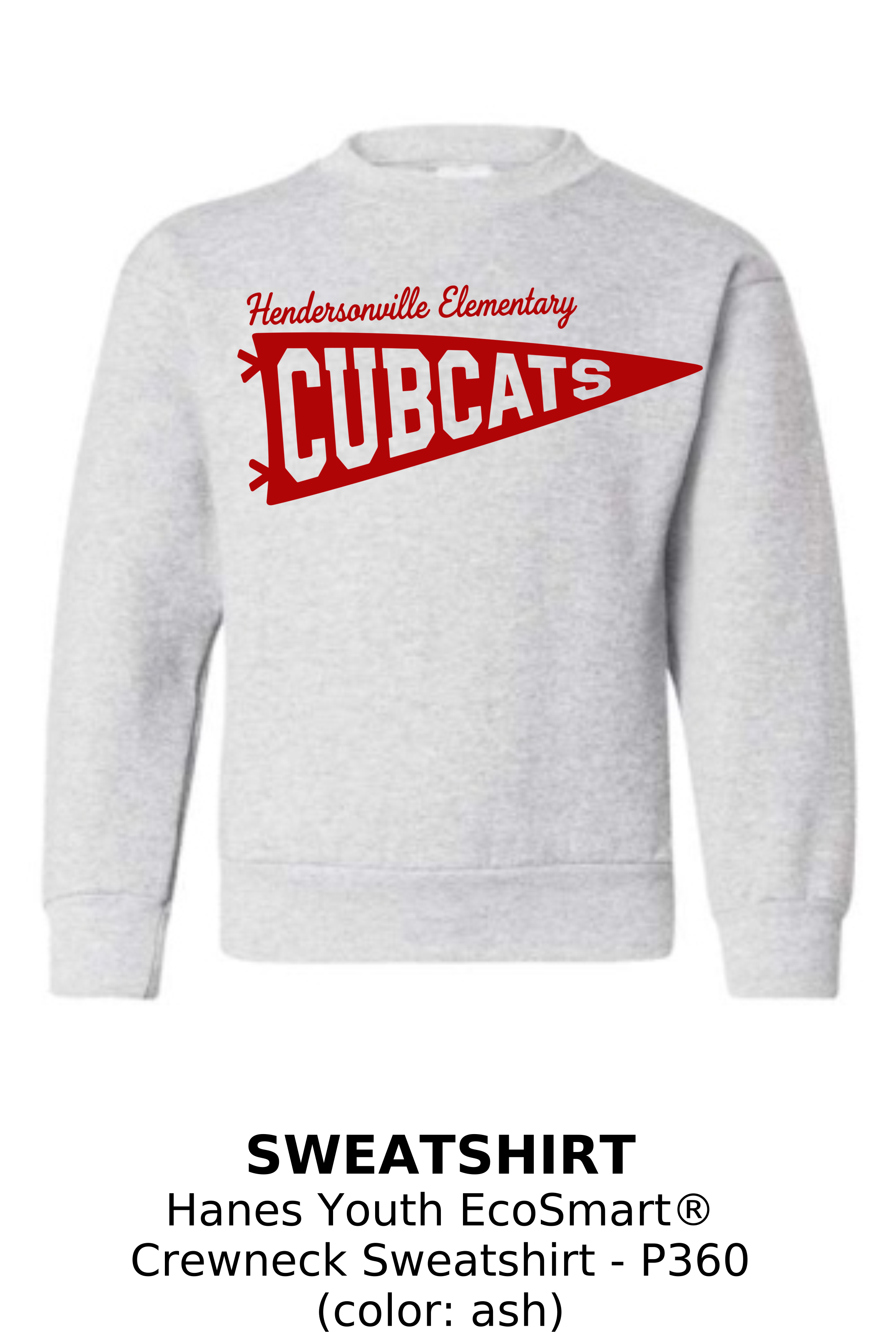 Hendersonville Elementary - Cubcats Pennant - Youth Crewneck Sweatshirt