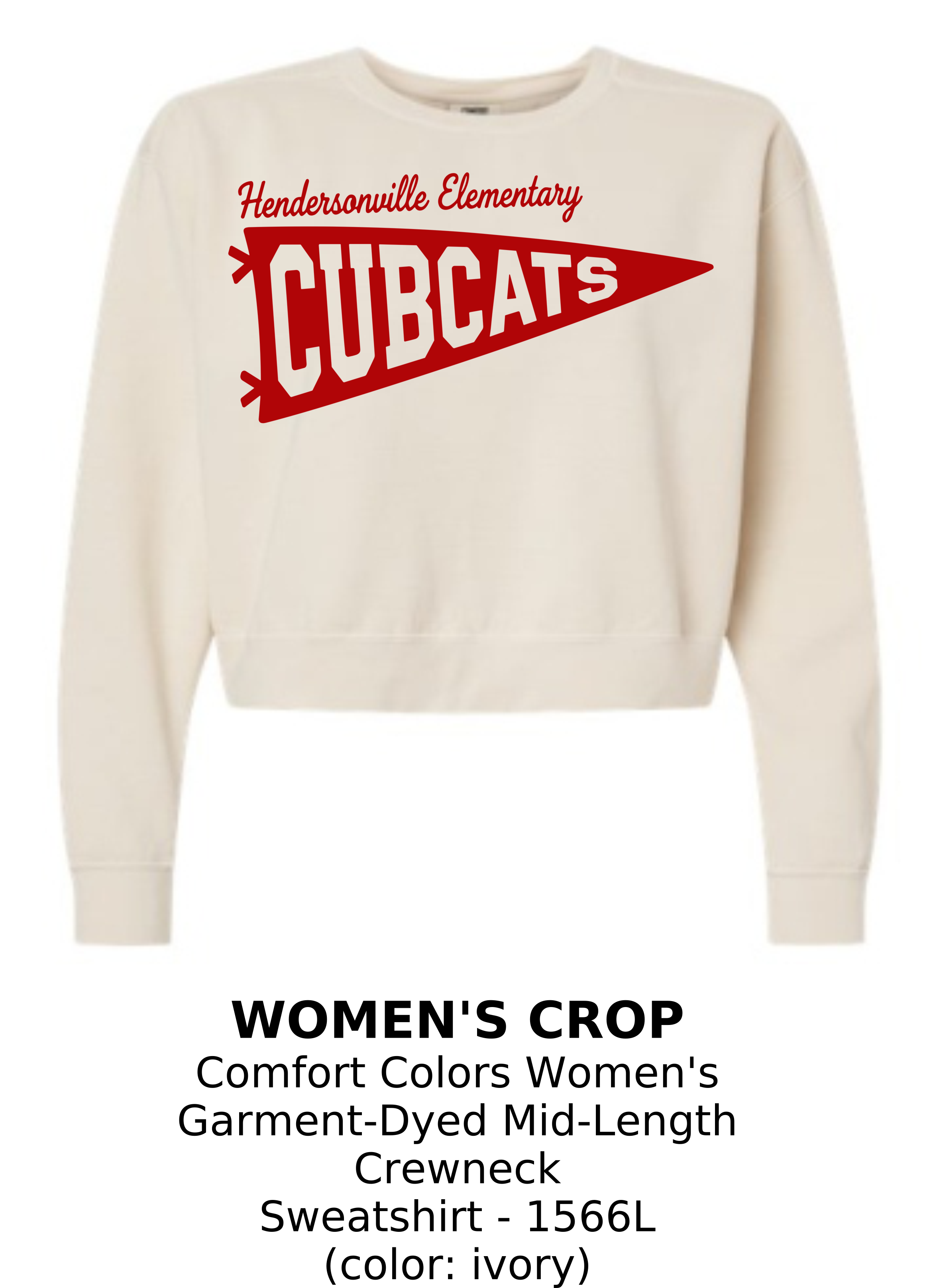 Hendersonville Elementary - Cubcats Pennant - Women's Crop Sweatshirt