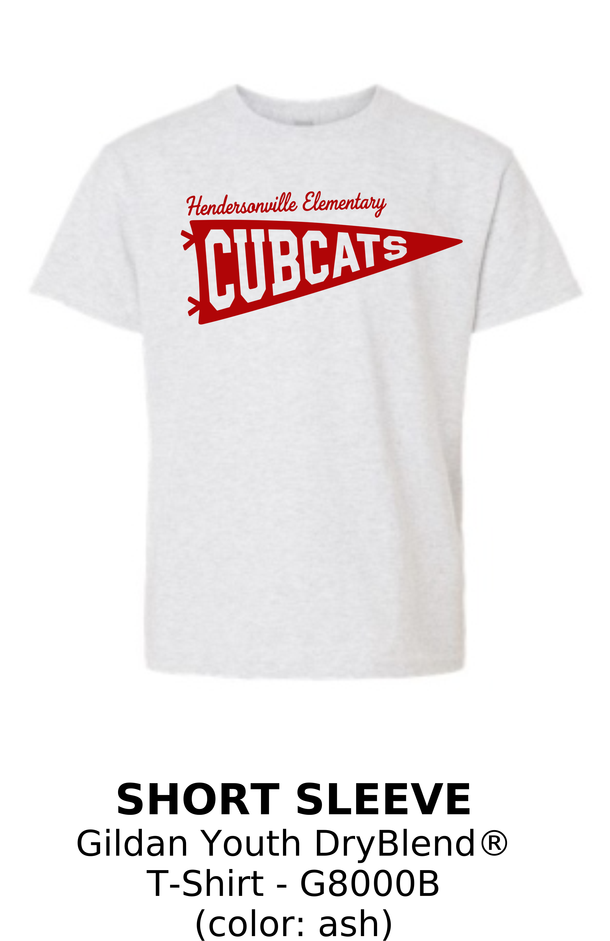 Hendersonville Elementary - Cubcats Pennant - Youth Short Sleeve Tee - Ash