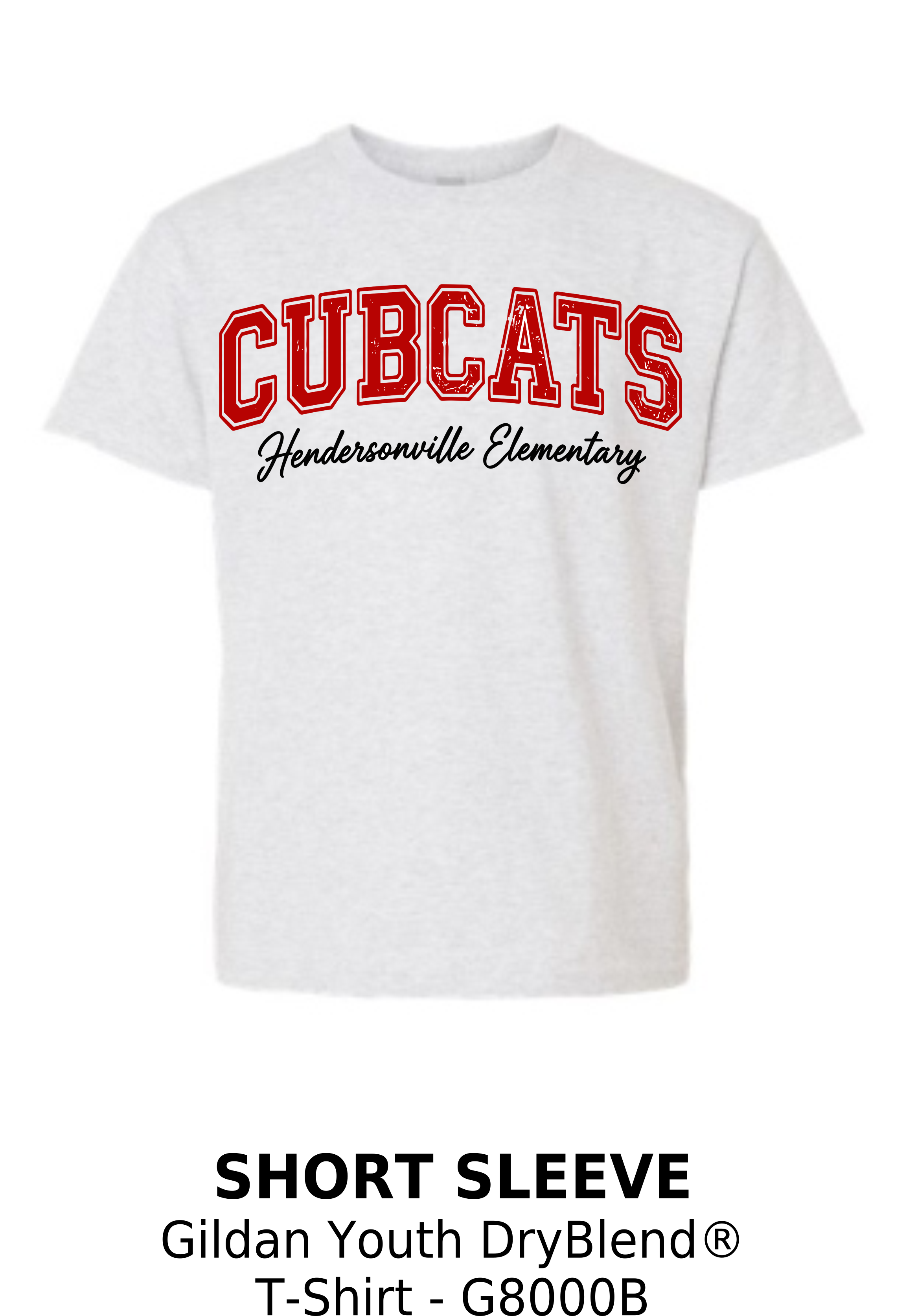 Hendersonville Elementary - Cubcats Collegiate - Youth Short Sleeve Tee - Ash