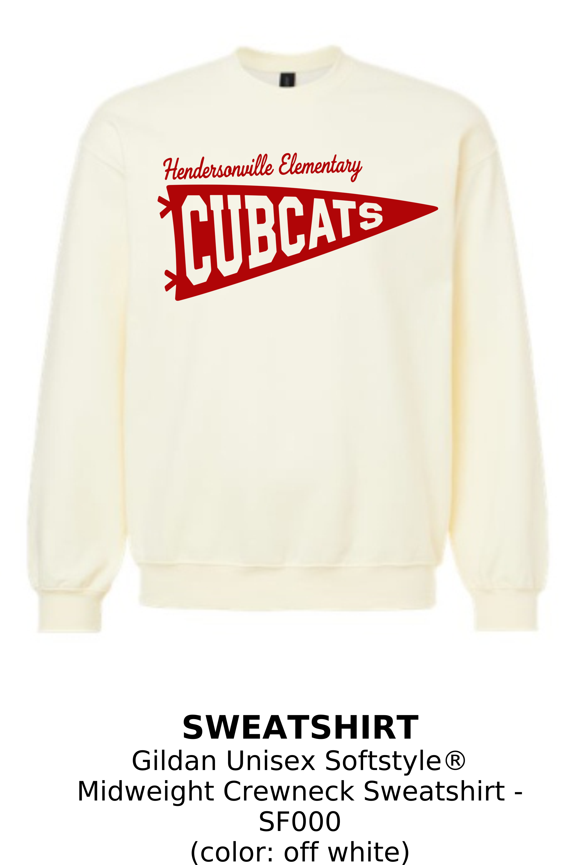 Hendersonville Elementary - Cubcats Pennant - Adult Crewneck Sweatshirt