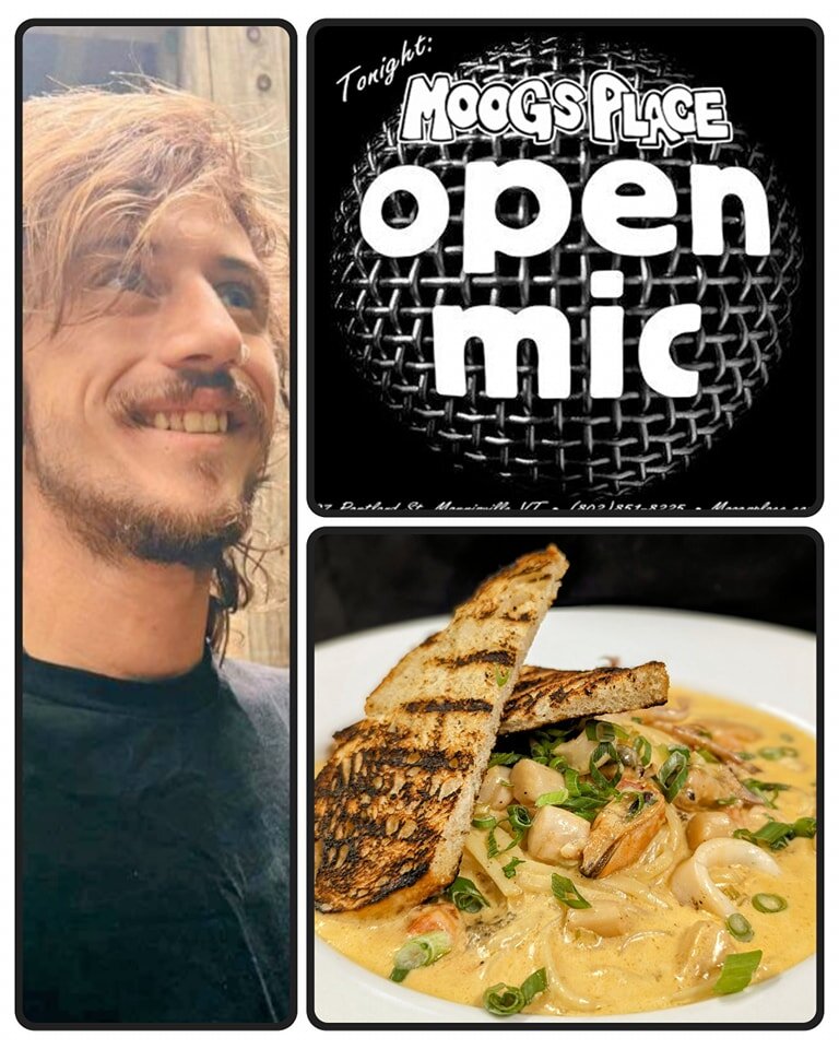 Get ready for another awesome Thursday night at Moogs Place! Open Mic starts at 8pm and we are thrilled that Michael Perry is in town and coming to host things for us! 
Amazing food specials from Chef Kyle tonight too!
&bull; soup: corn chowder
&bull