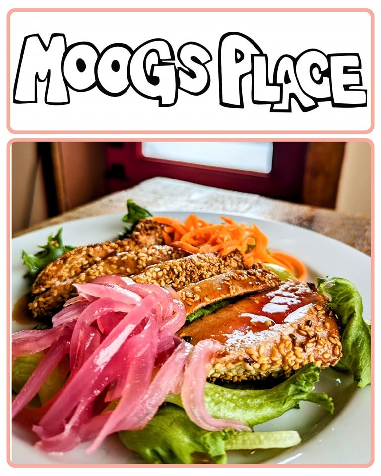 A good snowy day to you from Moogs Place! The story is that we are open! So come on in for some dinner!  But ...we have called off open Mic tonight... Save up your excitement for next week! 
We have some tasty specials for dinner just for you:
soup: 