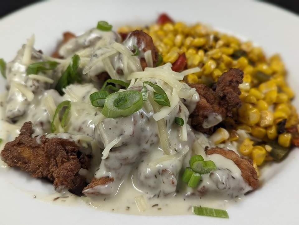 Tuesday evening is when you can grab a popcorn fried chicken bowl at Moogs Place! Perfect comfort food for a chilly day! We have yummy tomato bisque too...Stop in for dinner!