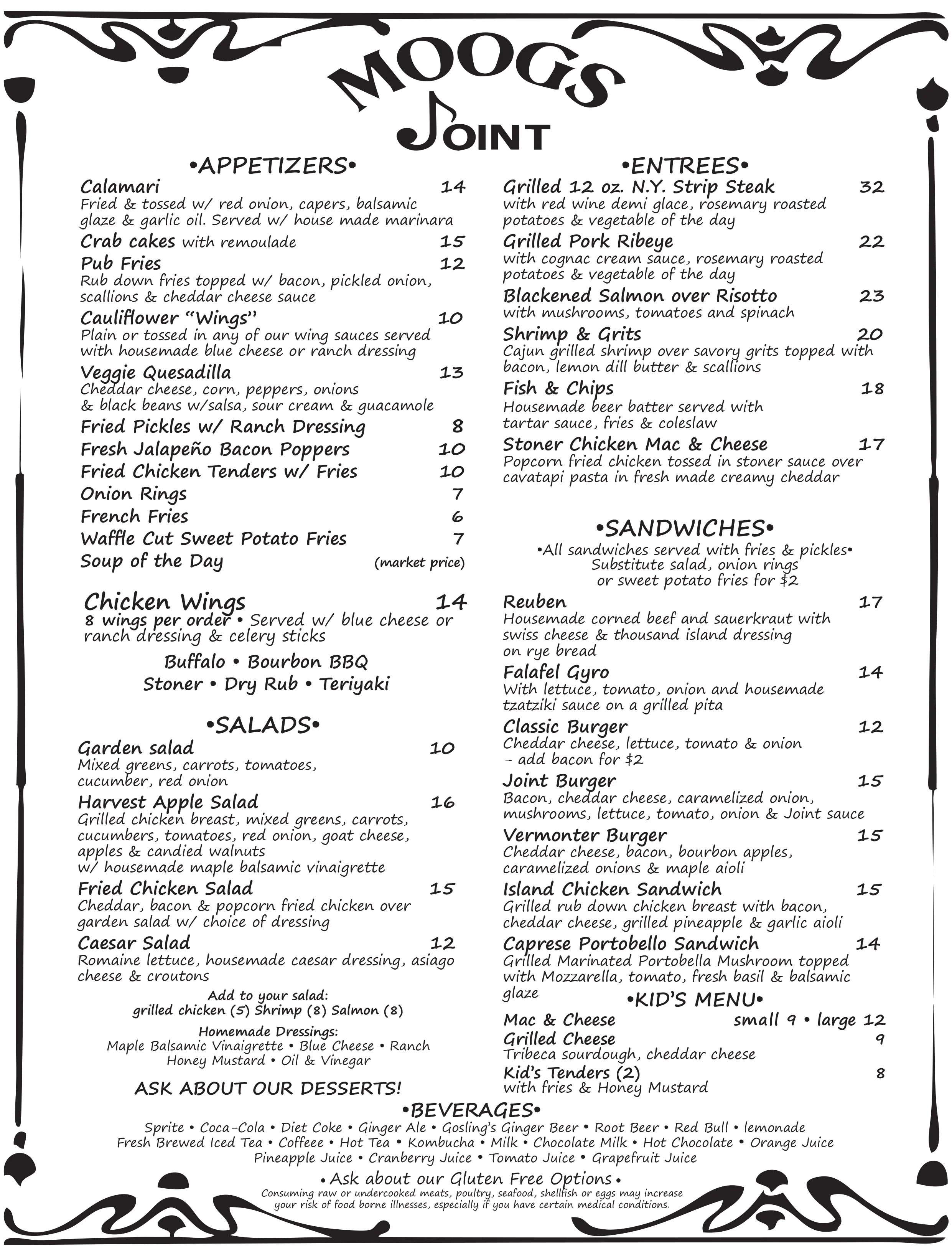 Coogs Menu Moogs Joint