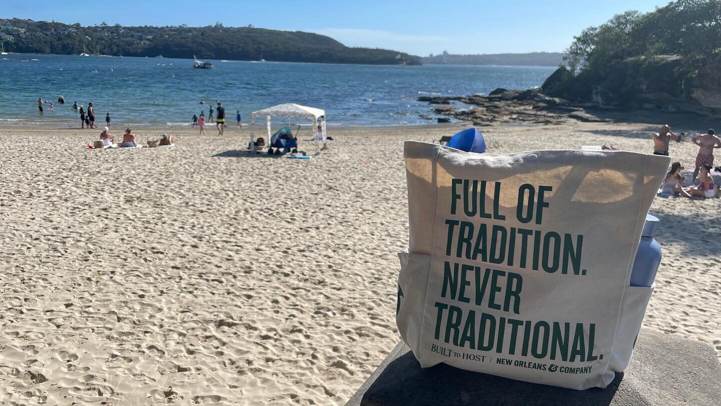 If I couldn&rsquo;t start the #NewYear in my #beloved #NewOrleans 💭, at least I have my #stylish #NewOrleansAndCo tote - with its great slogan - to keep me company as I enjoy the warm, summer weather at #BalmoralBeach in #Sydney #Australia #NoLa 
#e