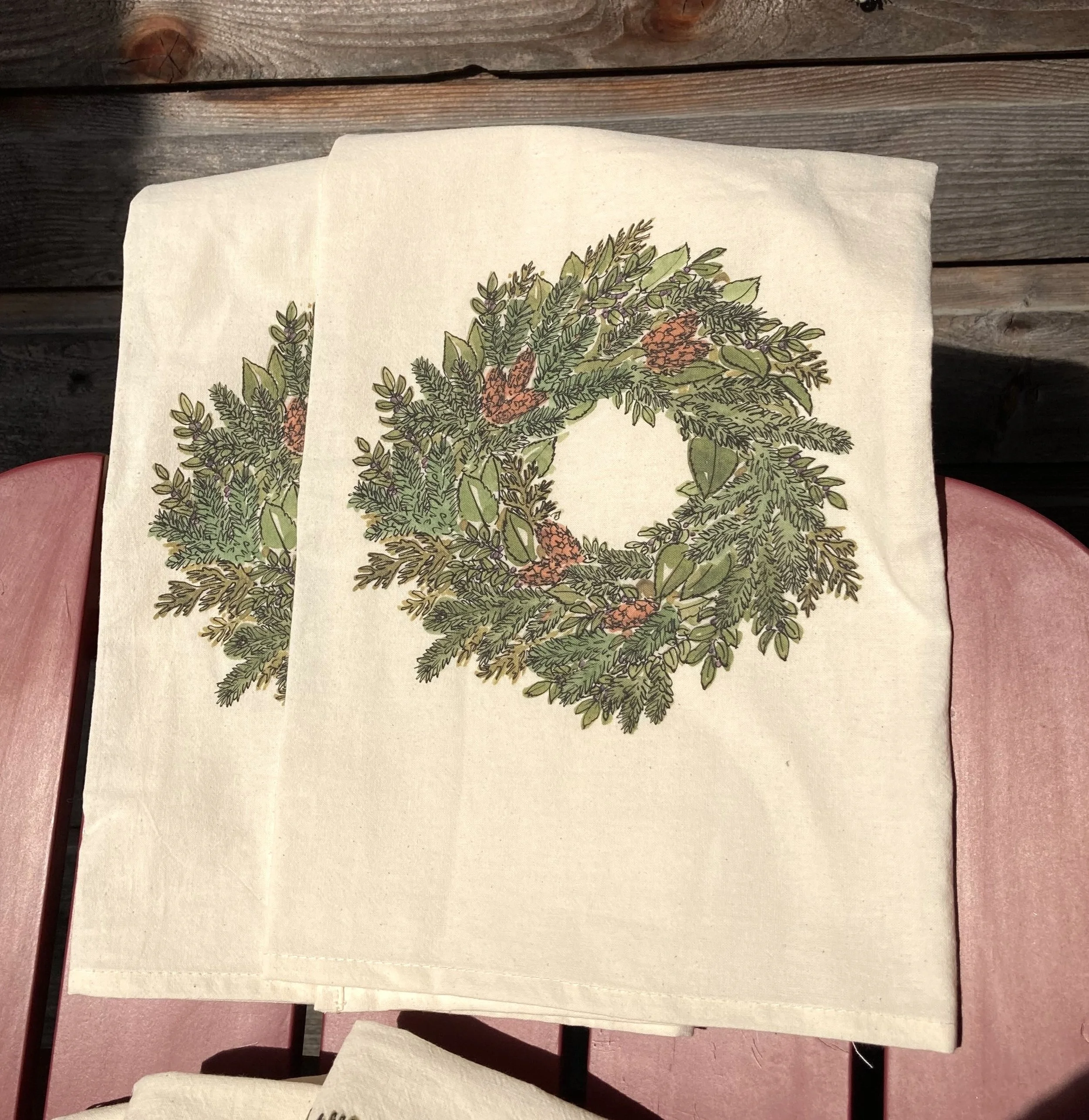 Tea towel Evergreen Wreath