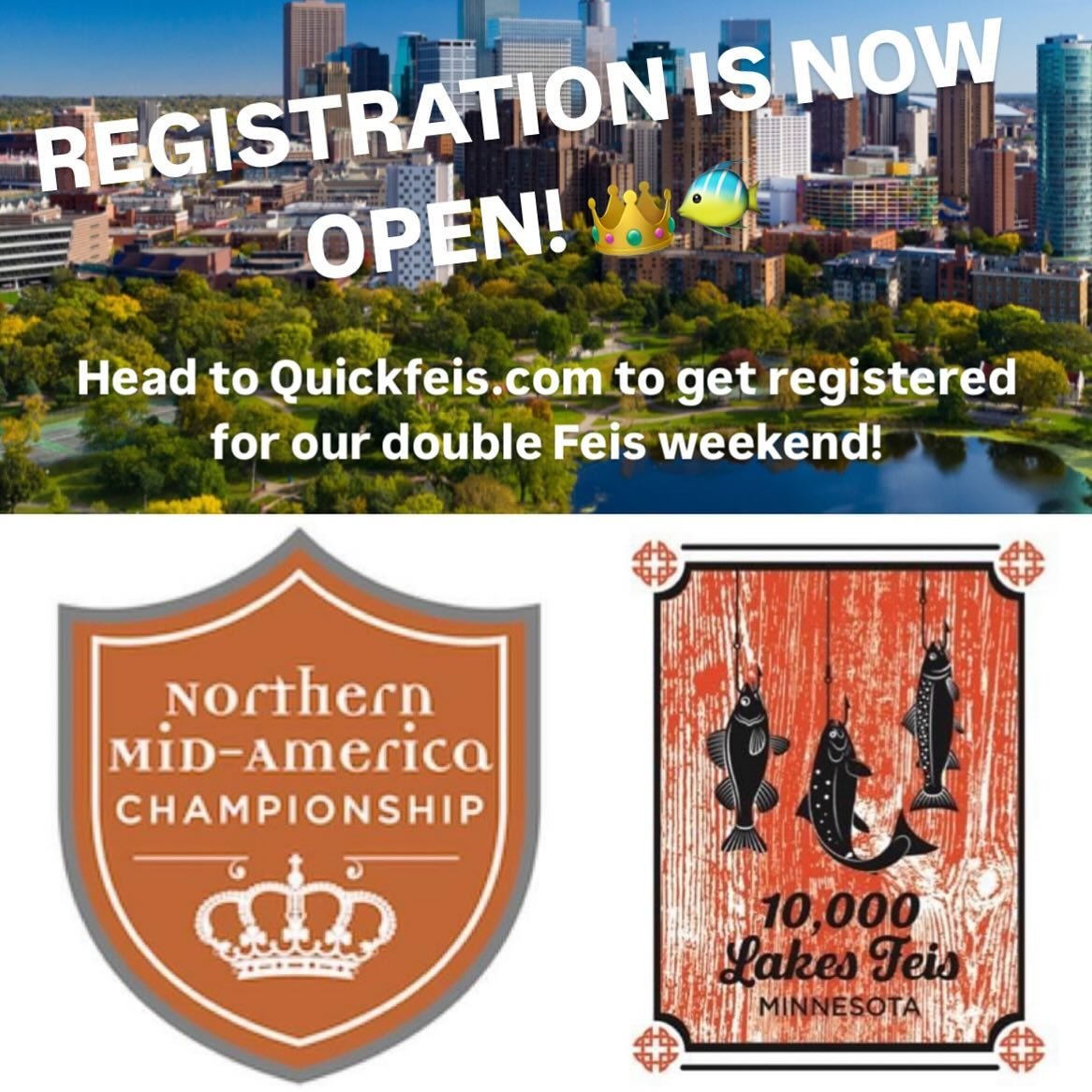 The day is here! Get ready for a great summer Feis weekend in MN, and register now at www.quickfeis.com! Get ready for NANs with Future Champs and PC Set competitions! 2nd Chance competitions in Grades and PC! Perpetual Trophy opportunities in OC! Fa