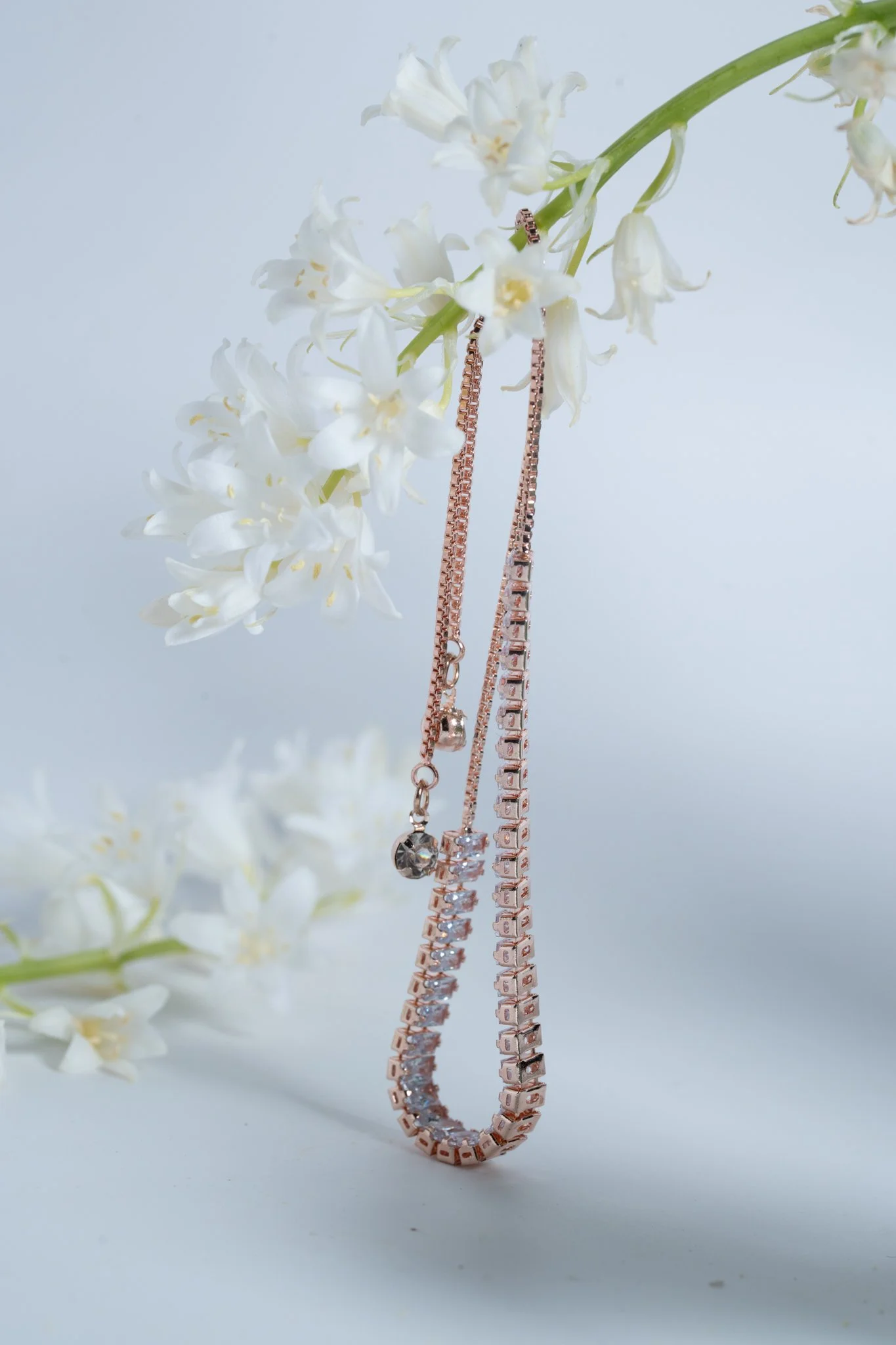 Rose Gold Colored CZ Adjustable Bracelet