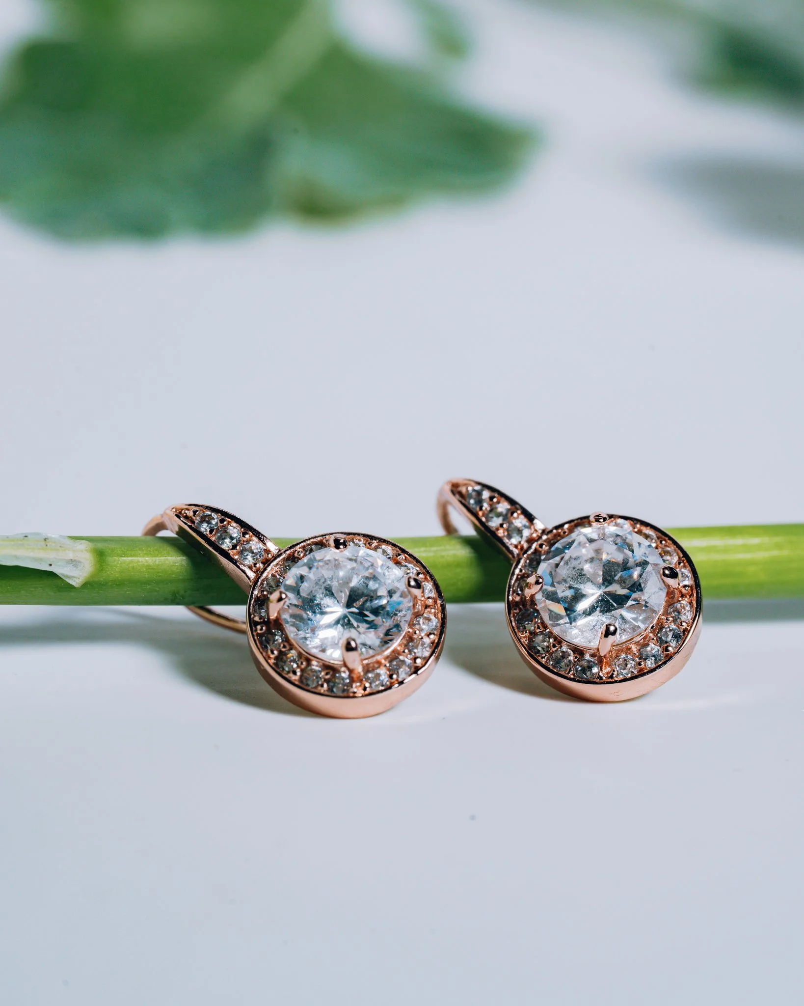 Rose Gold Toned CZ Droplet Earrings
