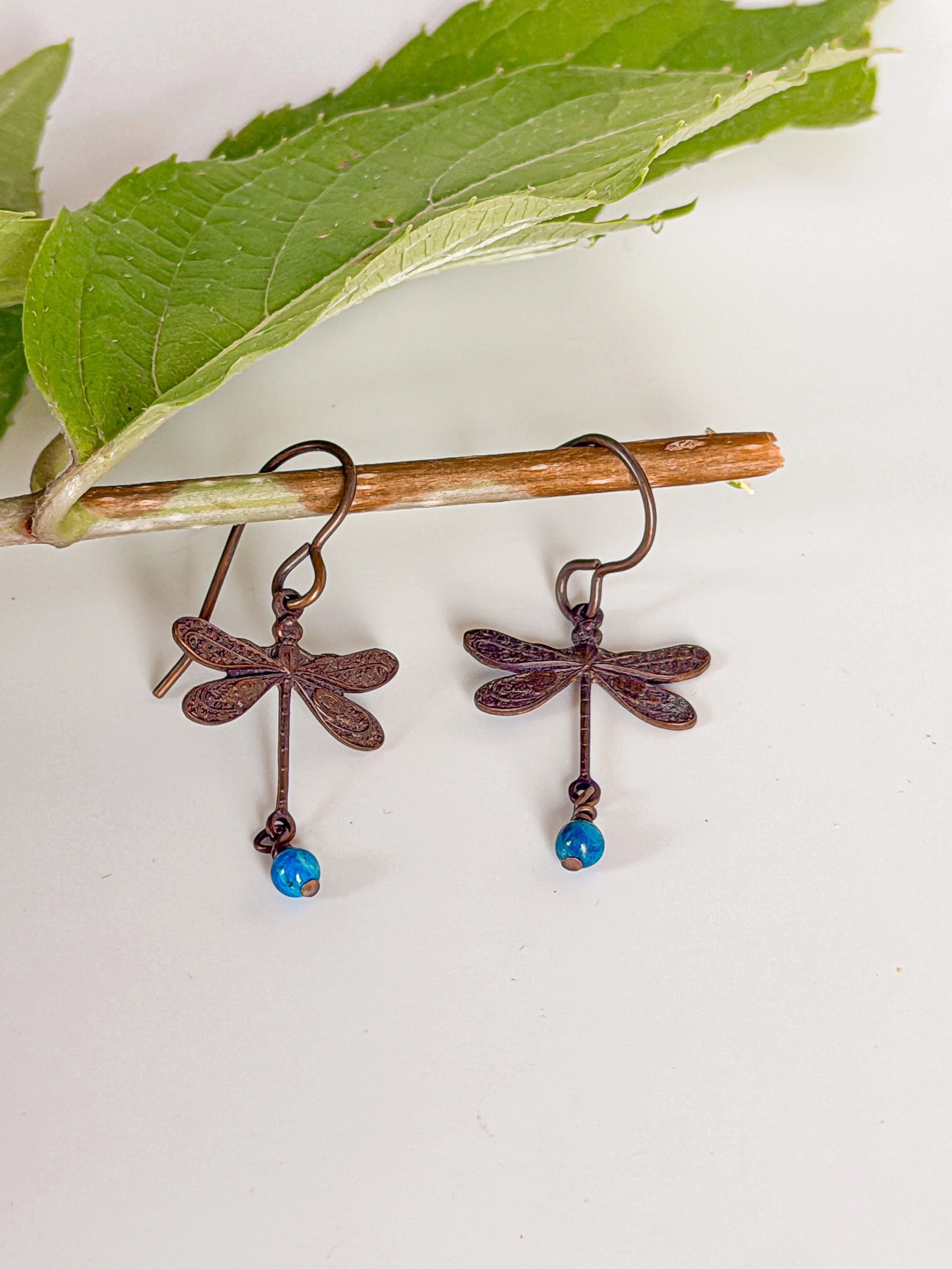 Antiques Brass and Lapis Dragonfly Earrings