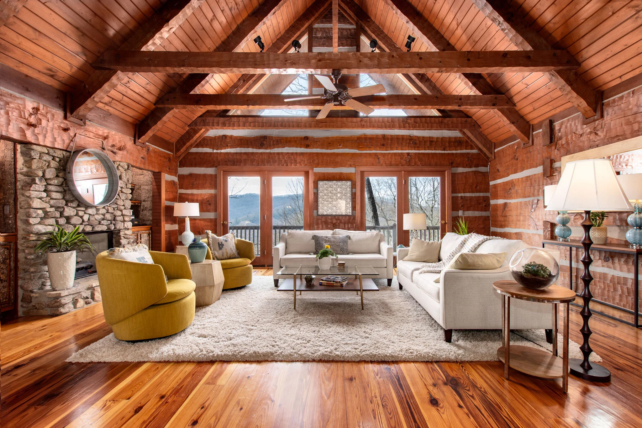 Enjoy year-round mountain views in this custom-built, move-in ready log home.