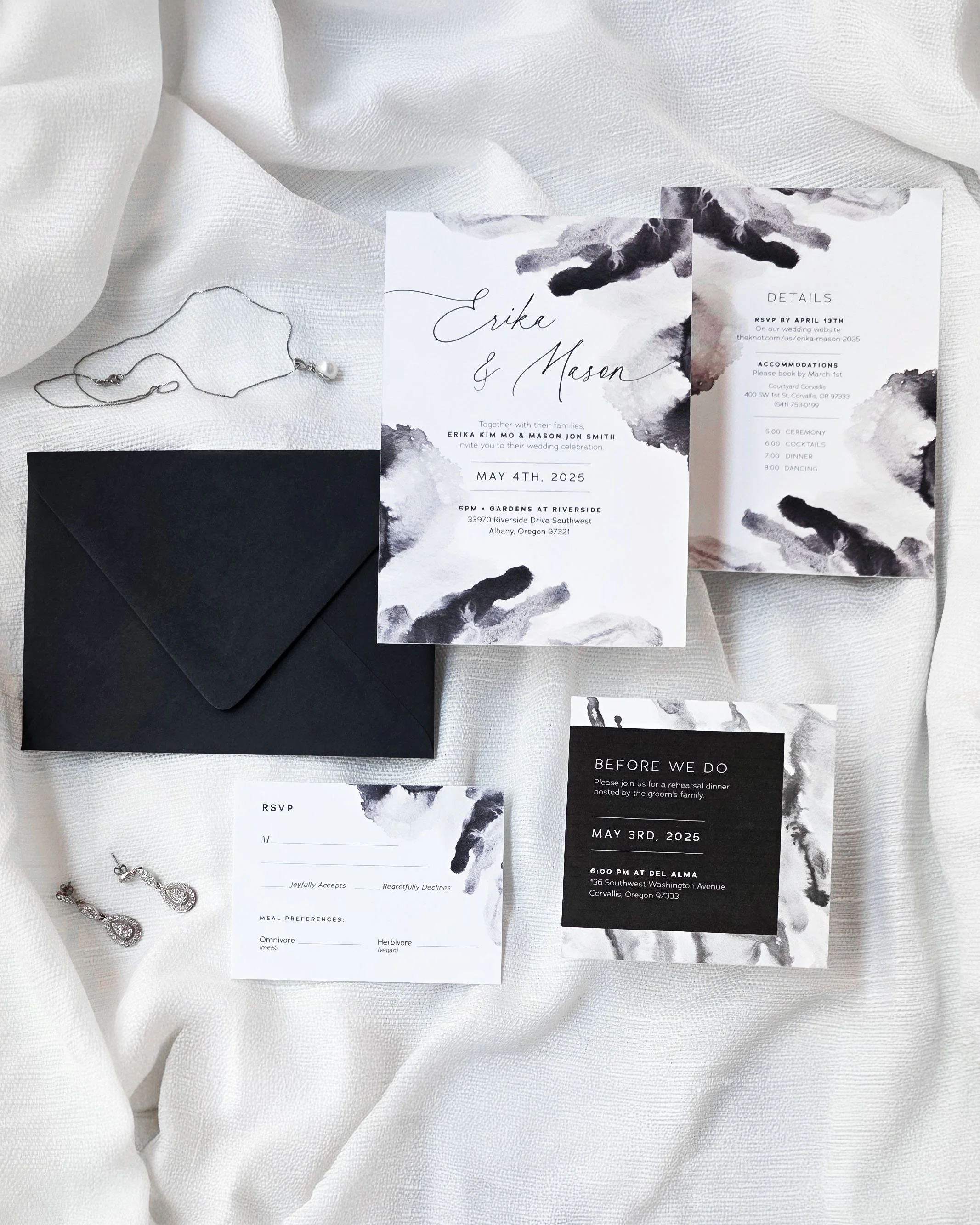 Black & White Marble Invitation Suite