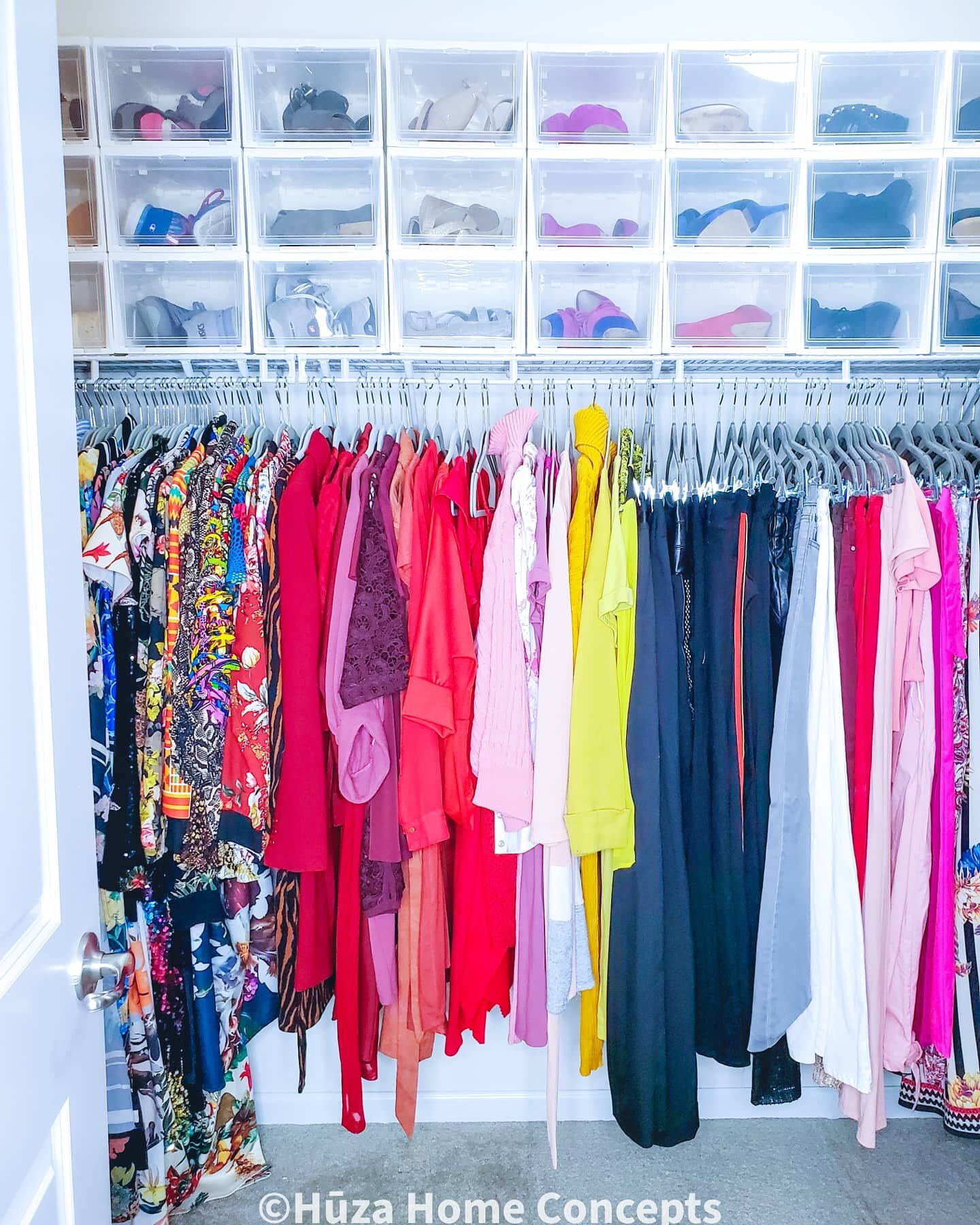 Closet 1 (after): The harmony of an organized closet space is saving the client time getting ready.