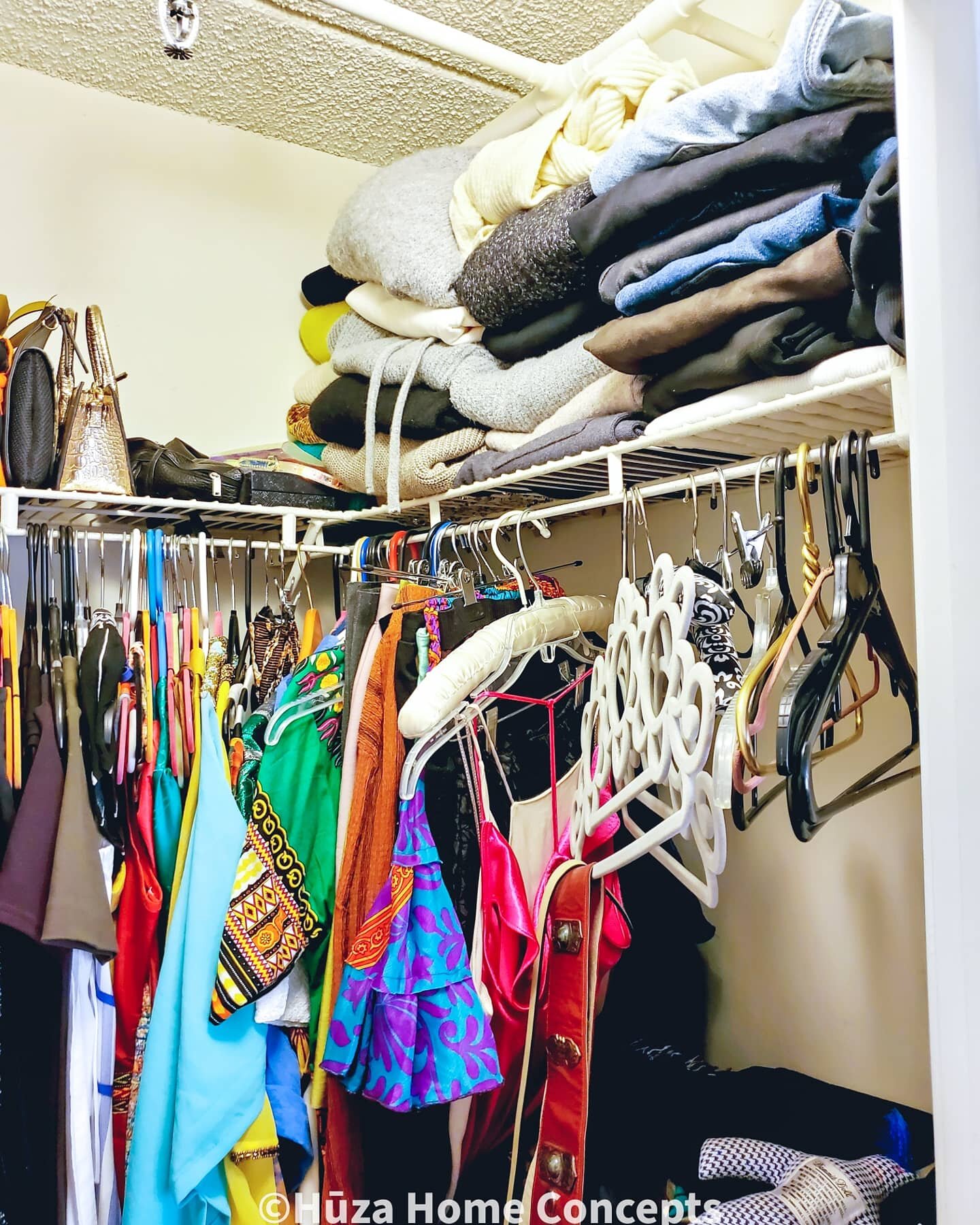 Closet (before): Strappy items needed hangers with some grip to eliminate garments falling.