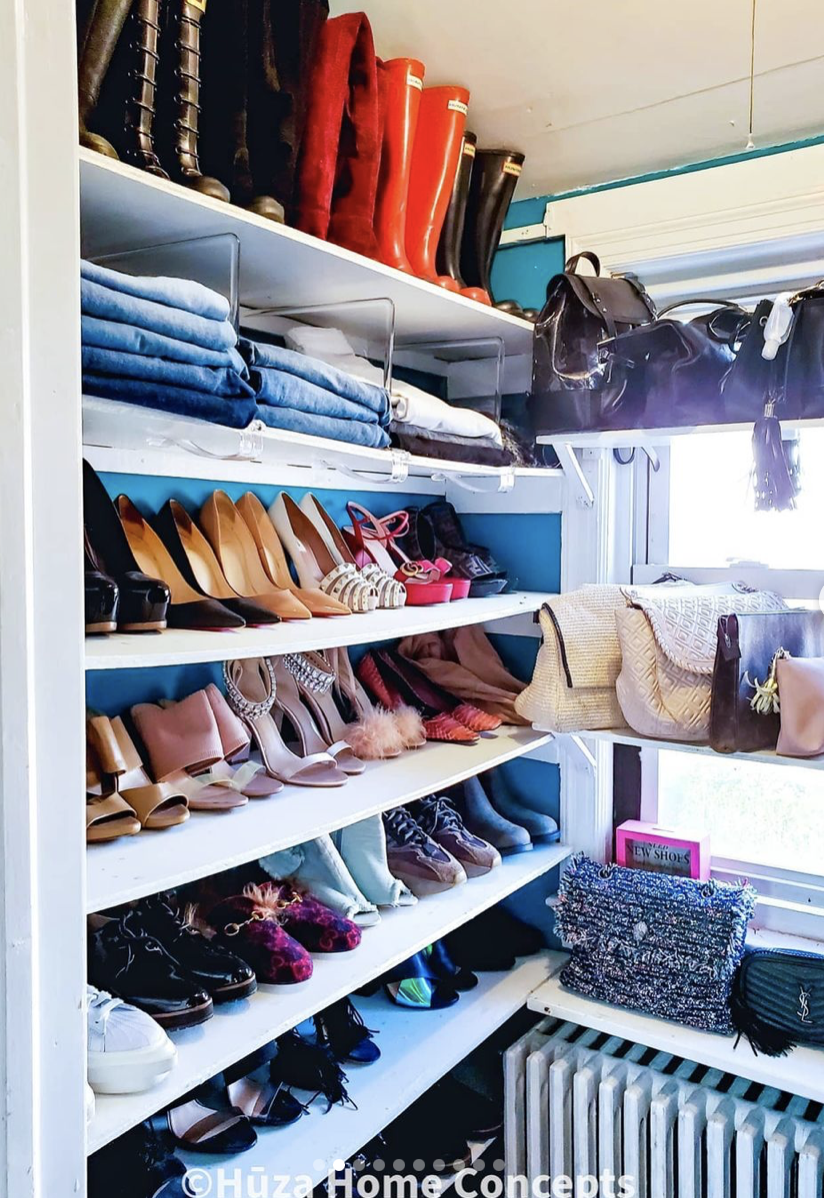 Closet - Shoe & Accessory Sections (after): All are on display and can be easily located.