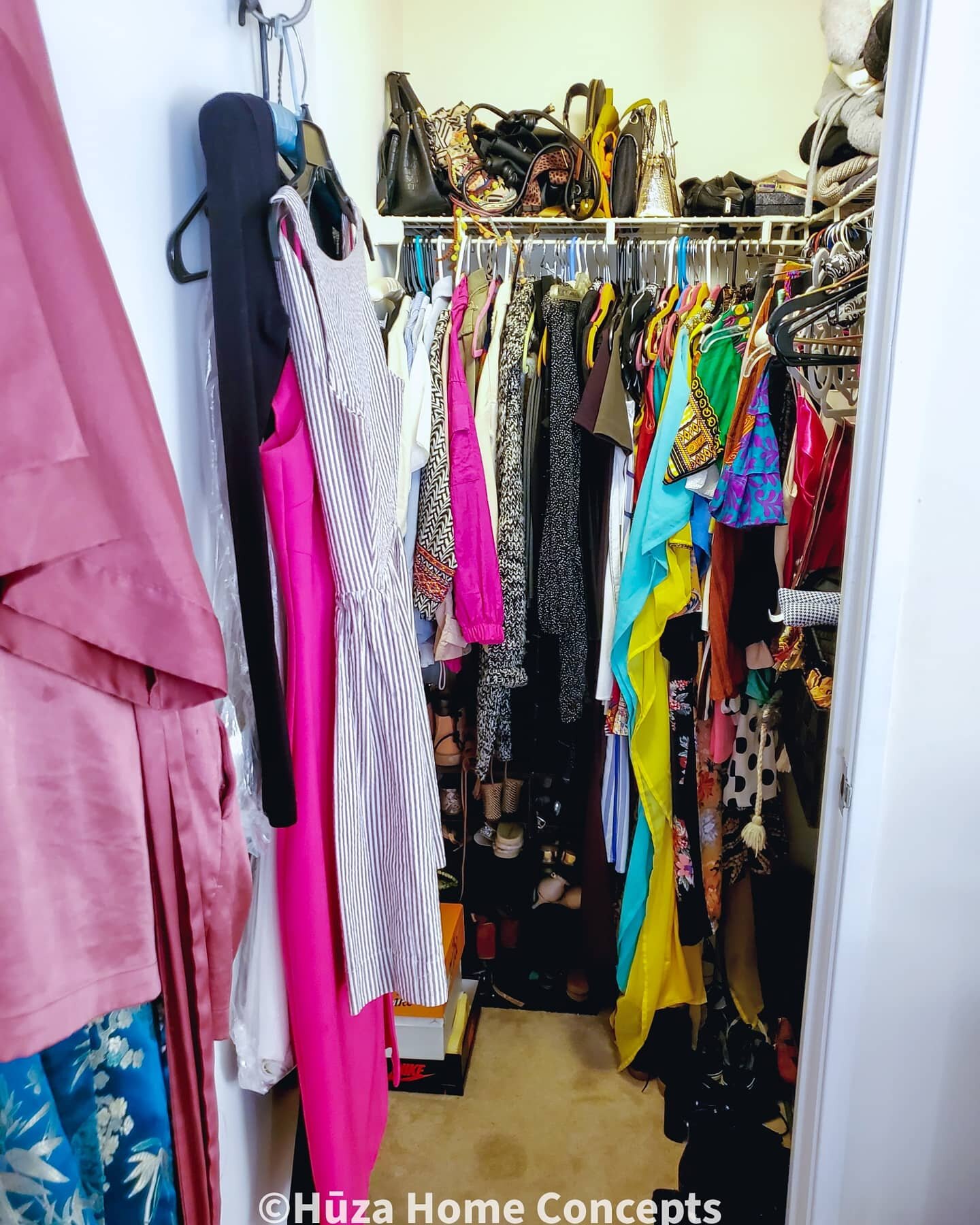 Closet (before): Purse storage was also needed to help keep accessories from falling.