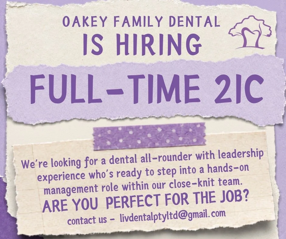 WE ARE HIRING !!!

OFD  is looking for a capable, positive and genuinely caring person to join our team as our full-time 2IC.

This is an important hands-on role for someone who enjoys supporting others, solving problems and helping a busy dental pra