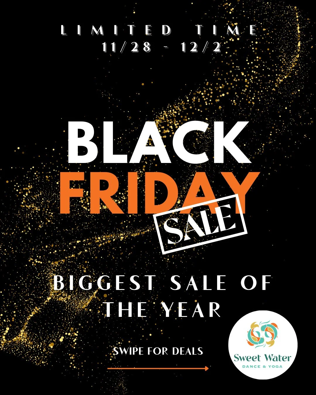 ✨ BLACK FRIDAY IS LIVE! ✨⁠
Our BIGGEST sale of the year just dropped and it&rsquo;s too sweet to miss. 🖤🔥⁠
⁠
For ONE WEEK ONLY (11/25&ndash;12/2):⁠
💥 Unlimited Membership &mdash; $125/mo for 4 months⁠
💥 10-Class Pack &mdash; $110⁠
💥 Annual Unlim
