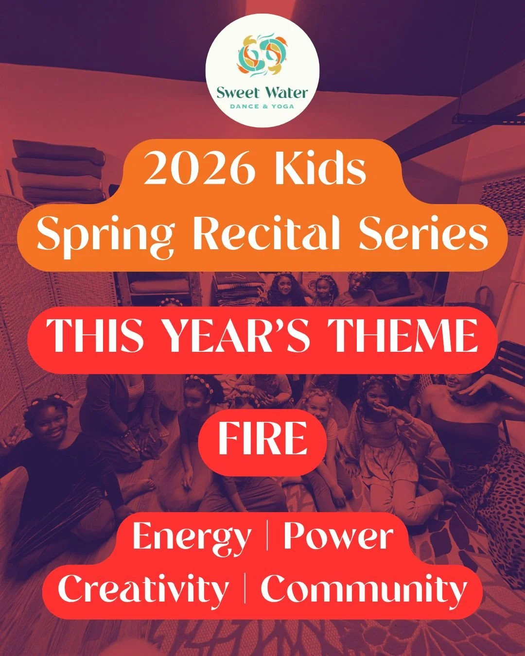🔥 This year&rsquo;s Kids Spring Recital Series theme is FIRE 🔥⁠
⁠
Fire is energy ⚡⁠
Fire is power 💪⁠
Fire is creativity 🎨⁠
Fire is community 🤲⁠
⁠
Through the rhythms of Bomba and the freedom of House, our kids will explore movement as expression