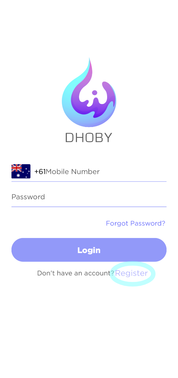 2. Click Register to create an account