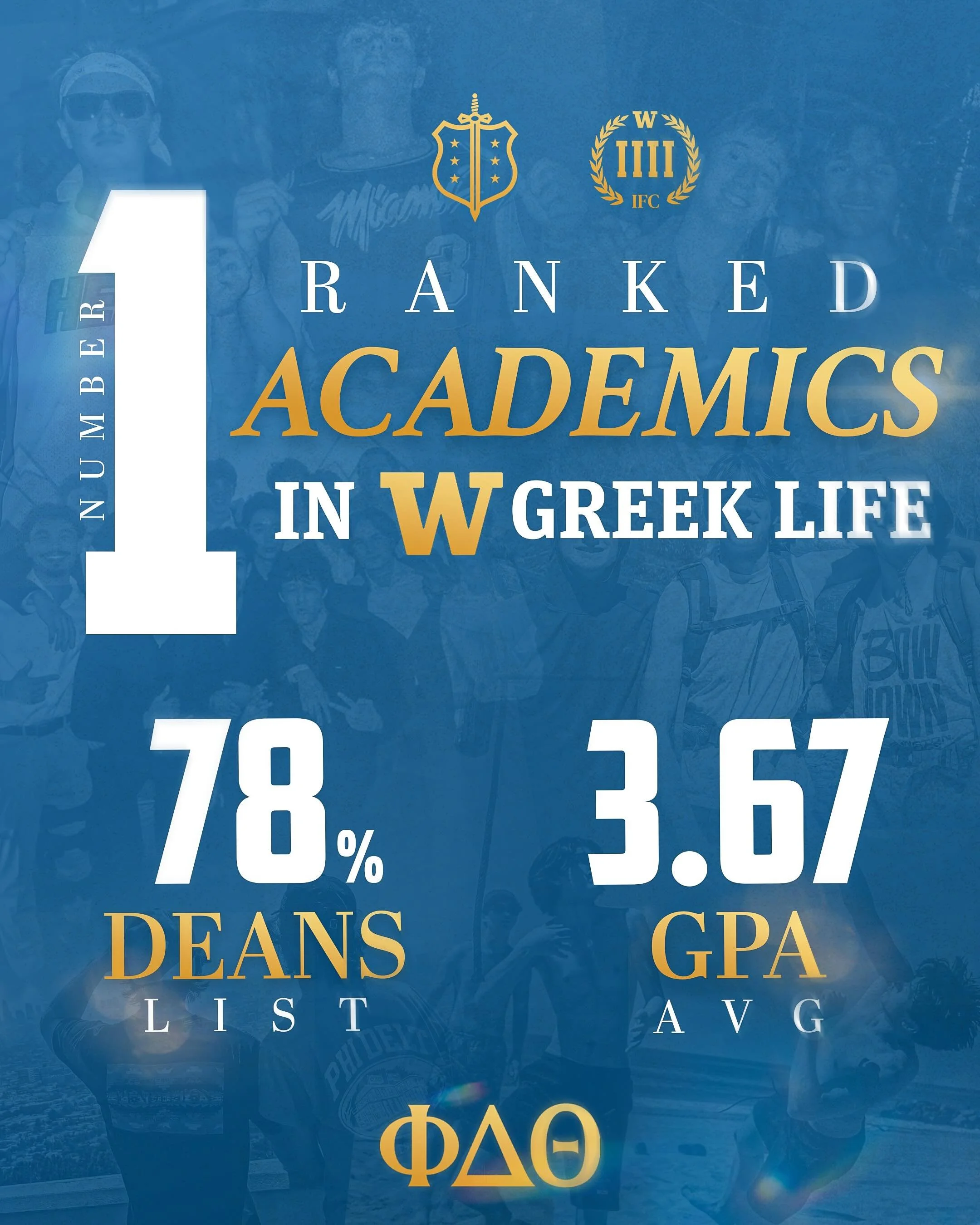 The numbers don&rsquo;t lie‼️: Phi Delt has the #1 ranked academics in all of UW Greek Life📚

Our chapter earned an impressive 78% deans list percentage and 3.67 average GPA last quarter⚔️