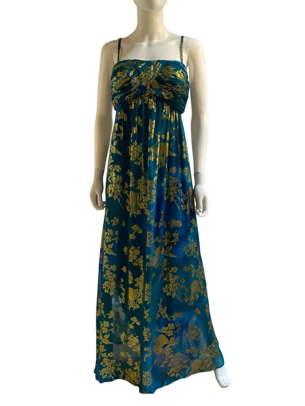 Oleg Cassini Gold Lame Chiffon Sheath Gown  GIRLS ON FILM COLLECTION BY  YUKA
