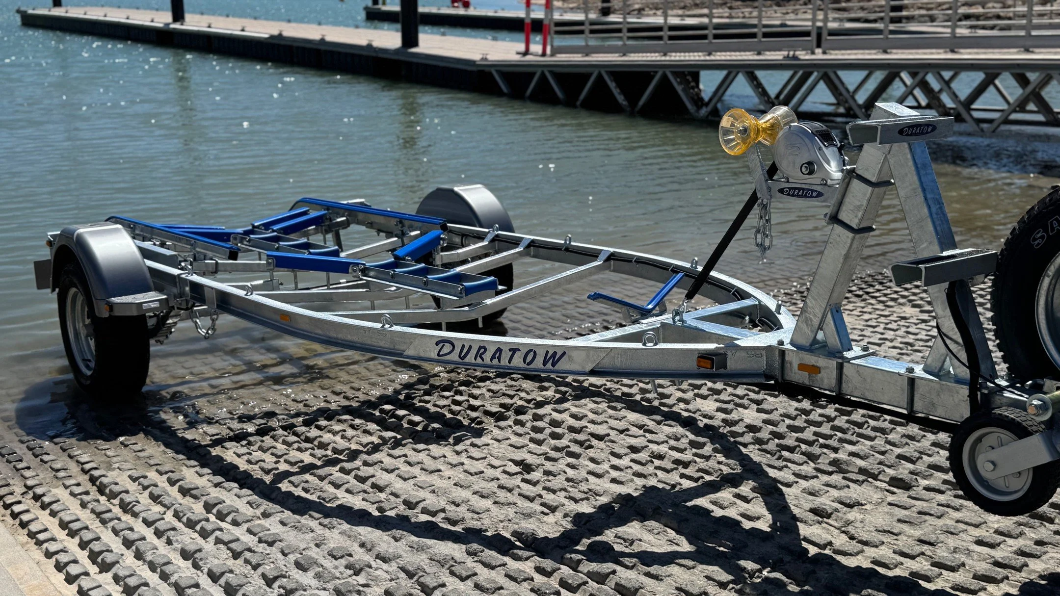 Duratow BL Series boat trailer. 1.5T rating, off-road springs, mechanical hydraulic braking with 6 stud Land Cruiser wheels and 50mm heavy duty axle. 

For quotes please get in touch via our website www.duratow.com.au