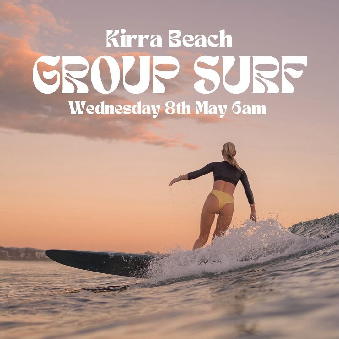 GROUP SURF - Wednesday 8th of May 6am meet at Kirra Beach (in front of siblings) 🌈 Come join us for another magical morning, hanging with the raddest bunch of girls you could ask for &amp; enjoying all Mother Nature has to offer 💗
.
ALL AGES, COLOU