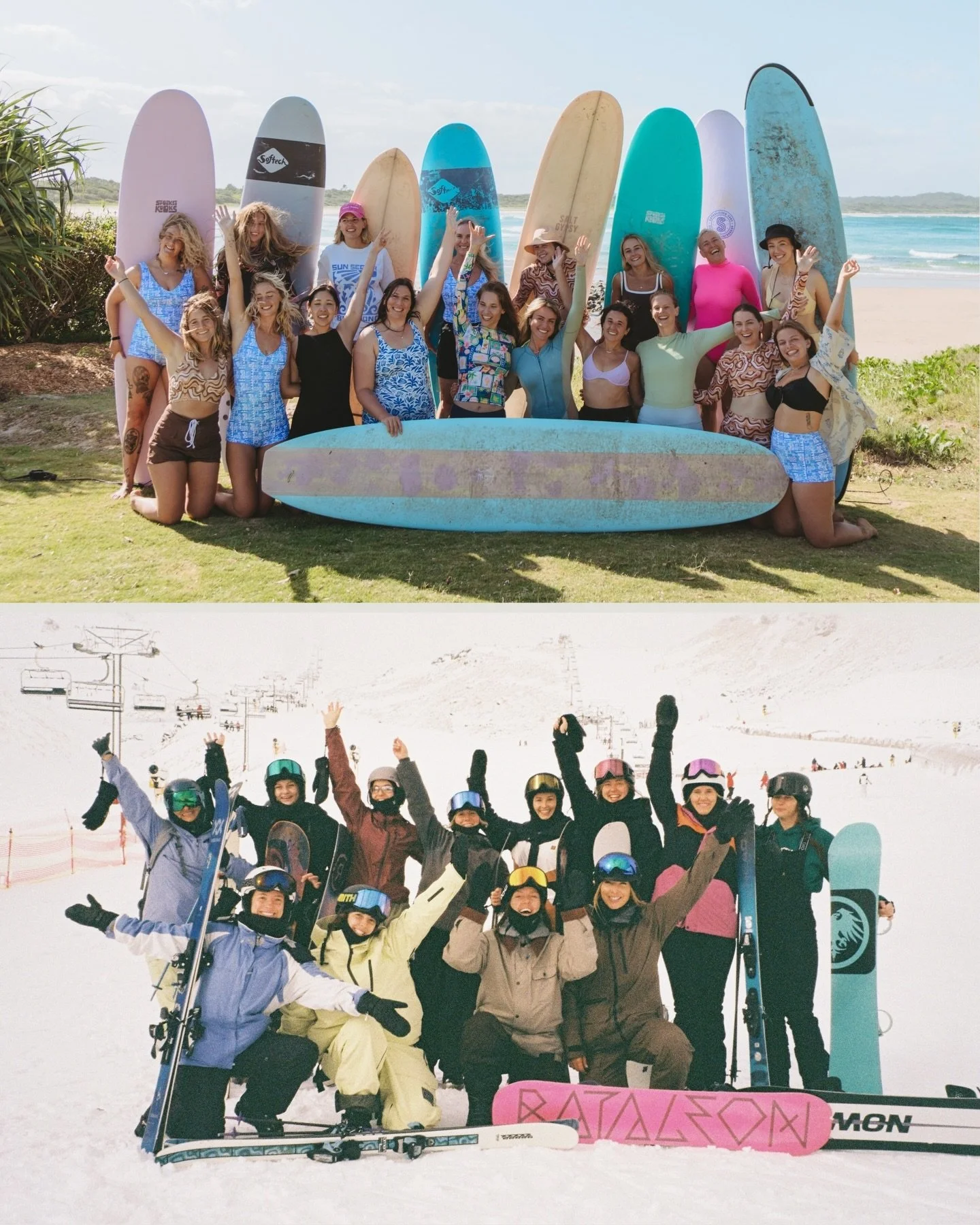 A massive year living the 50/50 life ✨🏄🏼&zwj;♀️🏂 Literally pinch myself everyday knowing that this is what 6 years of showing up for women, sharing experiences, creating lifelong friendships &amp; growing a community has evolved to be 🫶🏽 From th