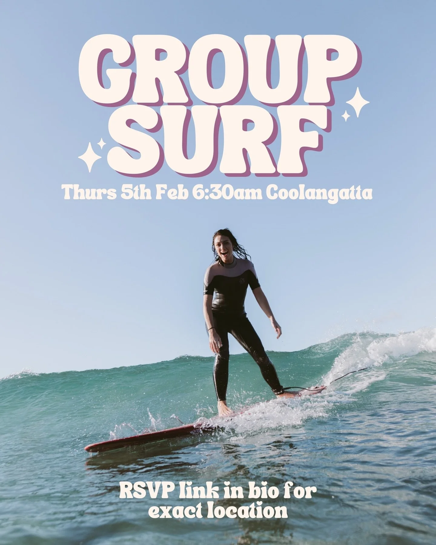 GROUP SURF 🌺🌴🏄🏽&zwj;♀️ - Thursday 5th February 6:30am @ Coolangatta (RSVP for exact location) 🌈 Come join us for a lovely morning of waves, sunshine, meeting new pals &amp; supporting each other in the water ⭐️ ALL AGES, COLOURS, ABILITIES &amp;