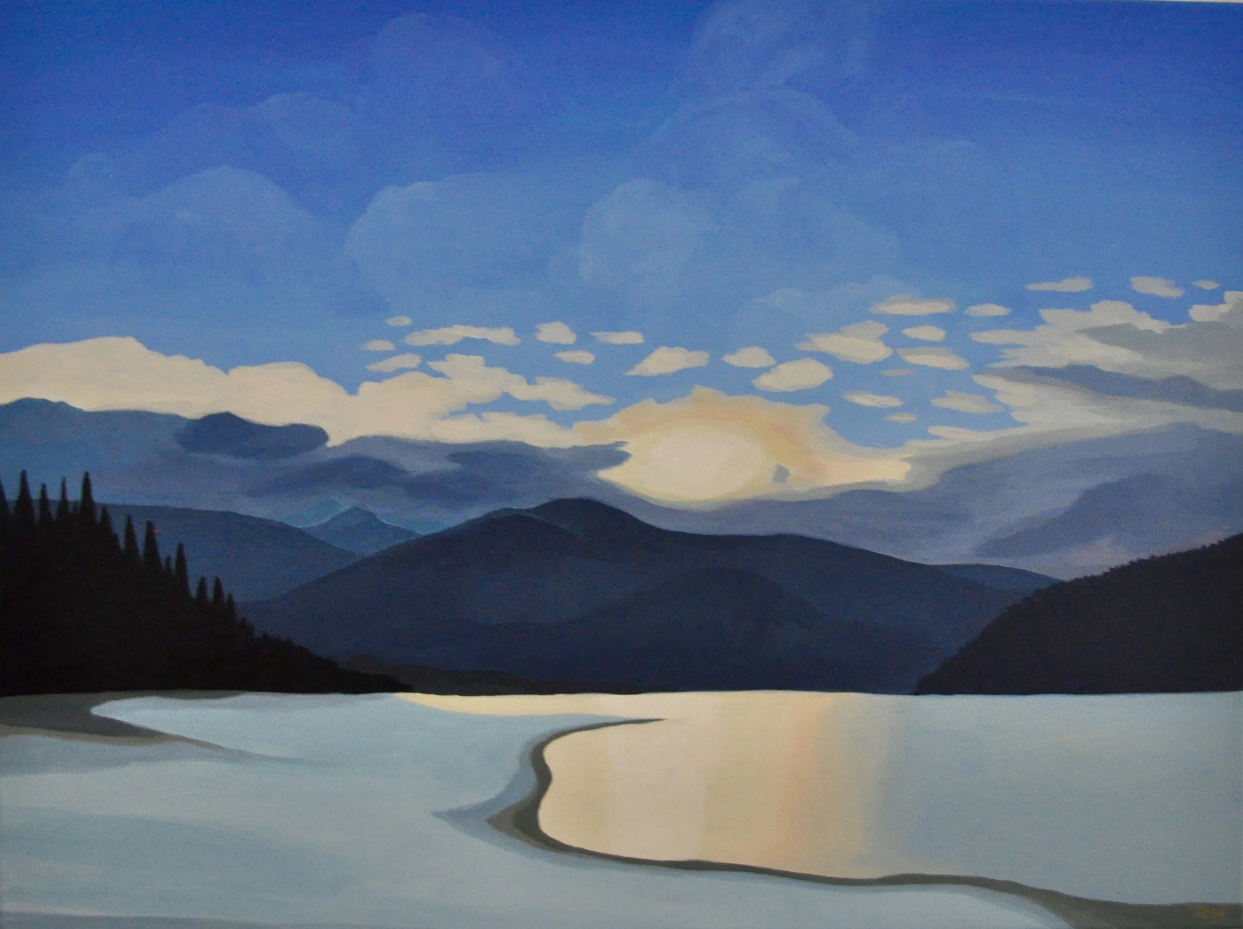 Kootenay Lake in January
 24” x 18”, Acrylic on Canvas, 2020
