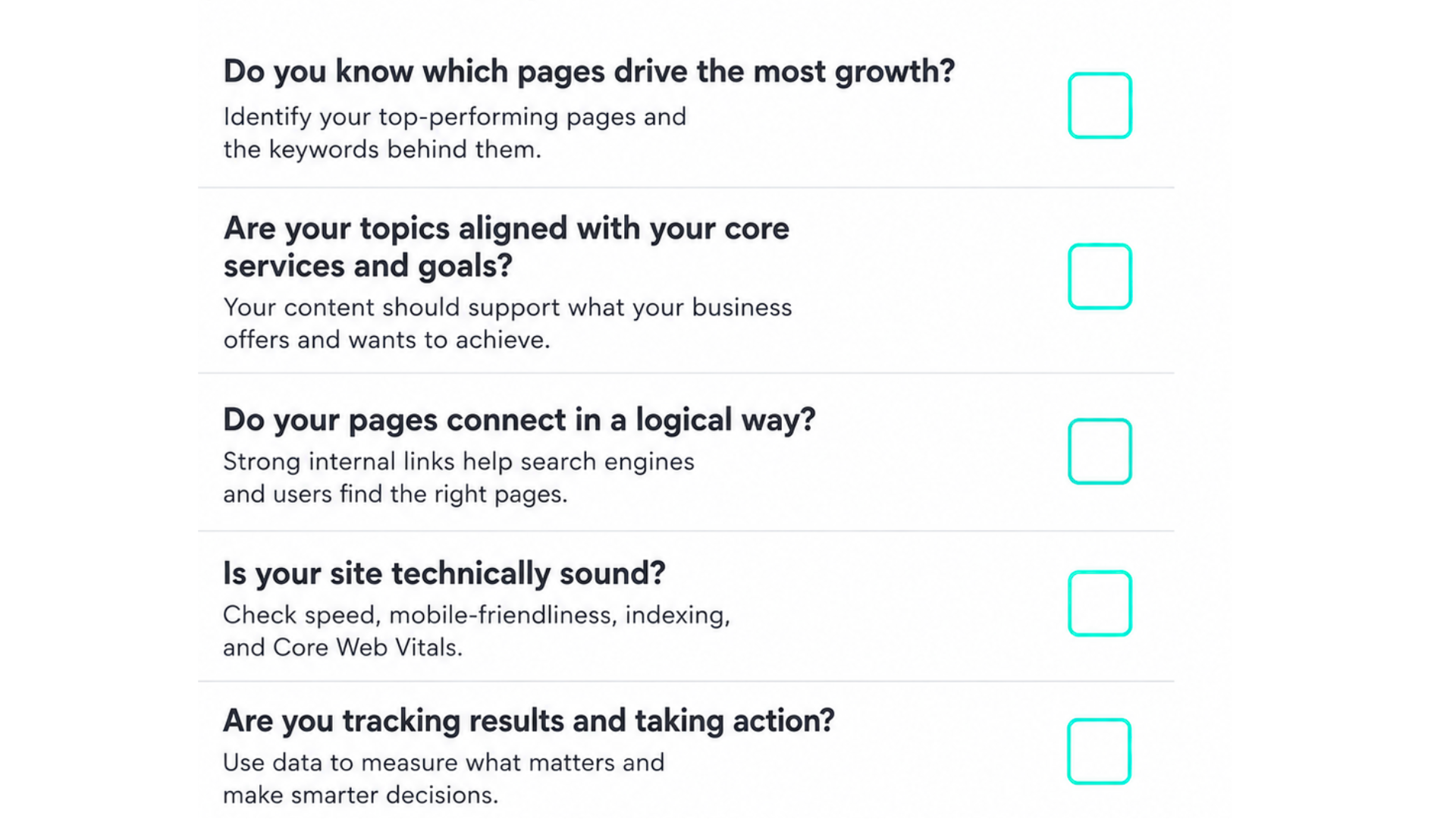 Self Assessment SEO Checklist