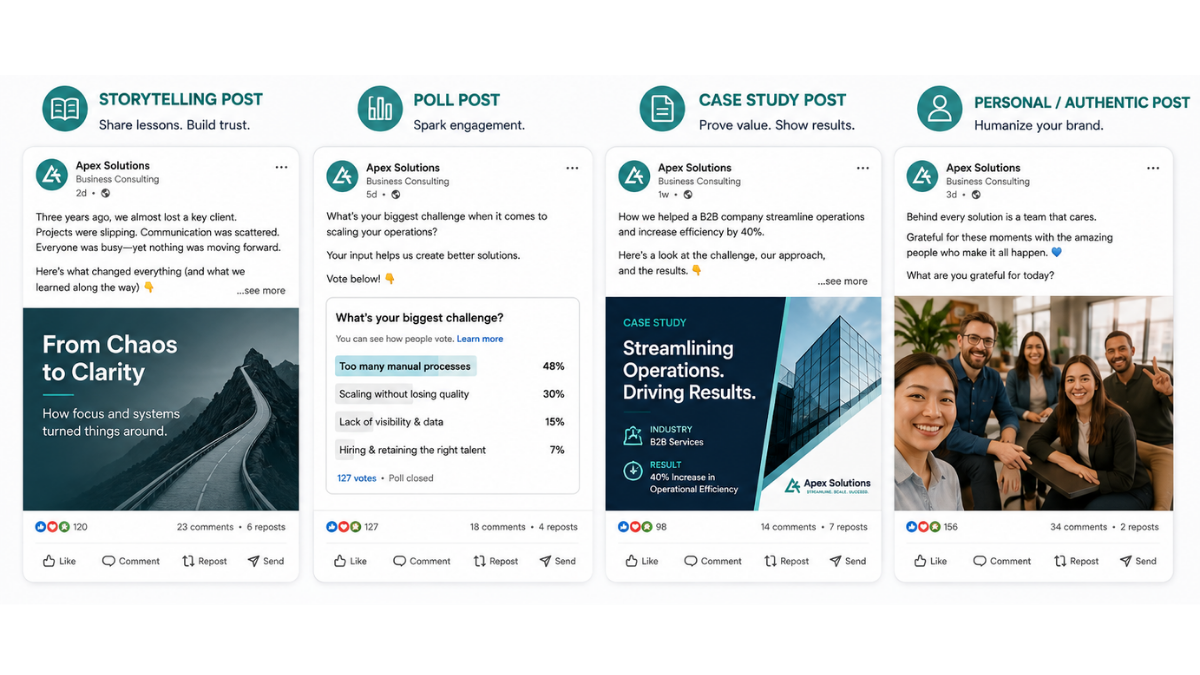 LinkedIn content types