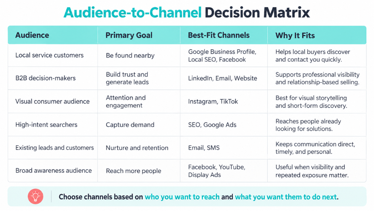 Audience to Channel Decision Matrix
