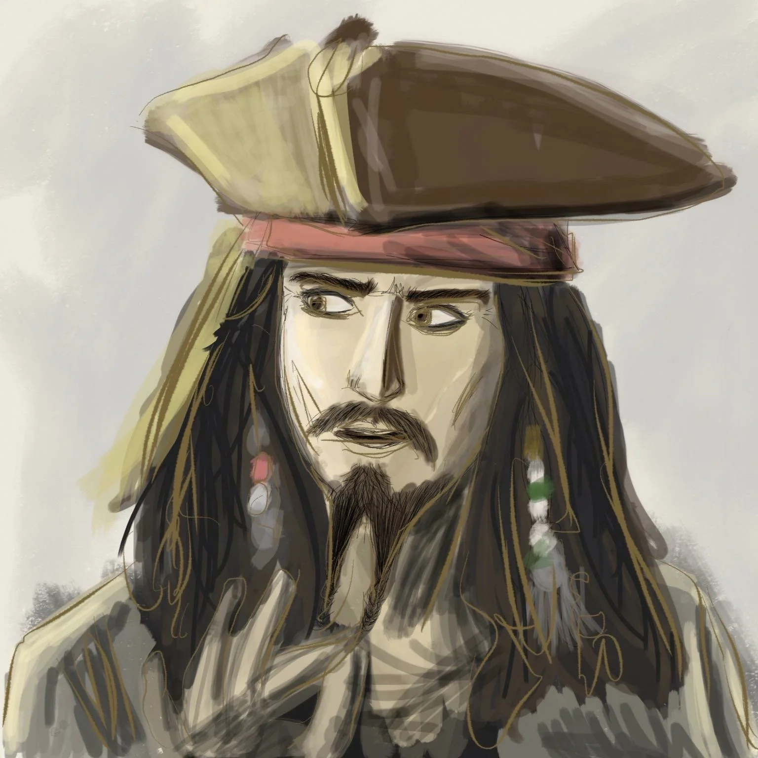 Jack Sparrow digital sketch. Made in ProCreate on iPad.