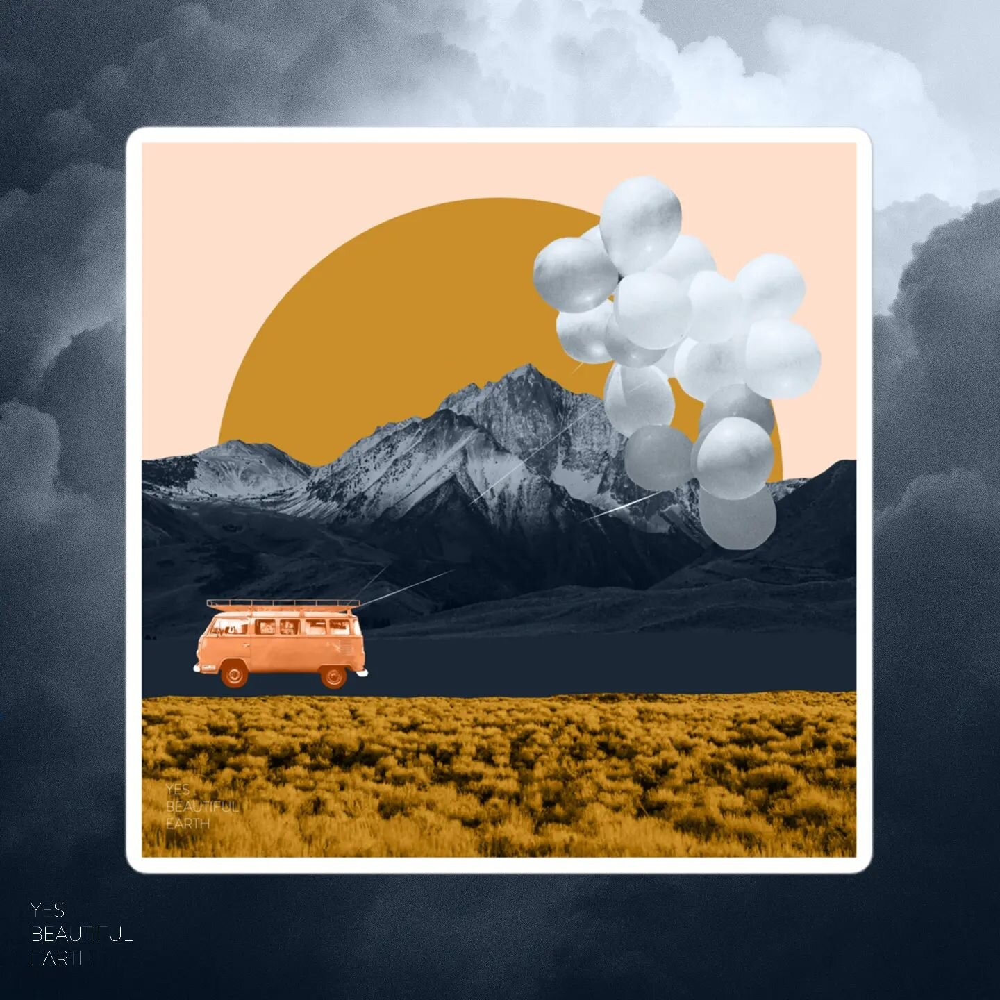 Our 'Kombi Life' collage captures the spirit of adventure and discovery... available as a fun sticker in our litte online shop at https://yesbeautifulearth.com 🖤🌏 #yesbeautifulearth #getoutdoors #kombilovers #vanlife 🎨 credit: Dacyl Runnacles