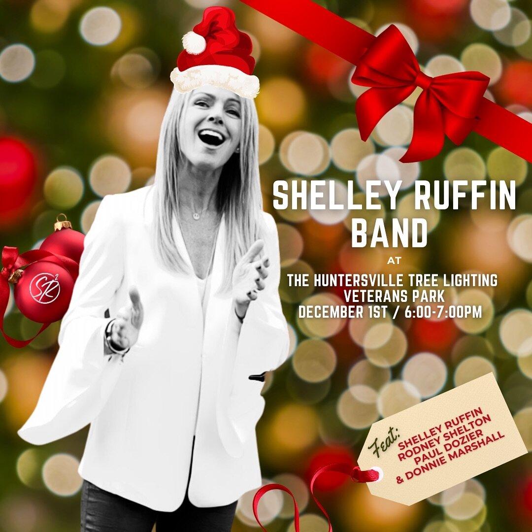 Join us In Veterans Park in Huntersville on December 1st as we kick off the month of December with their annual tree lighting! 
Shelley Ruffin Band will play from 6:00 - 7:00pm! The tree will be lit at 6:30, followed by a performance by Maddie Poppe 